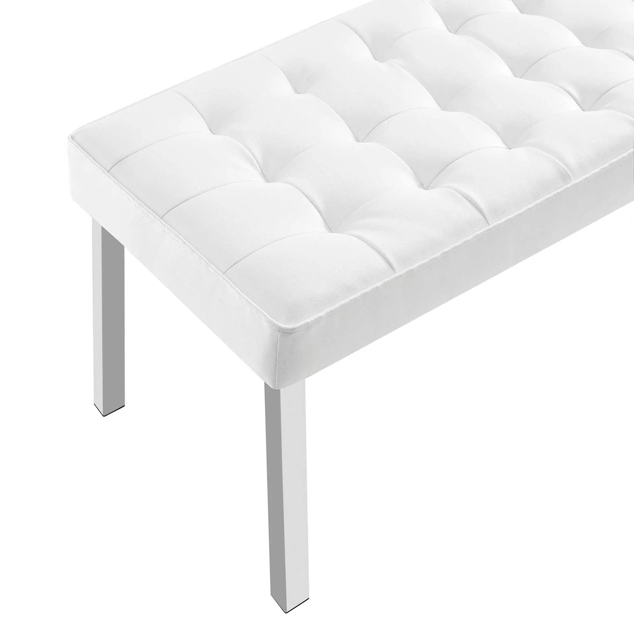 Lyte Leather Bench Silver/White - Image 4