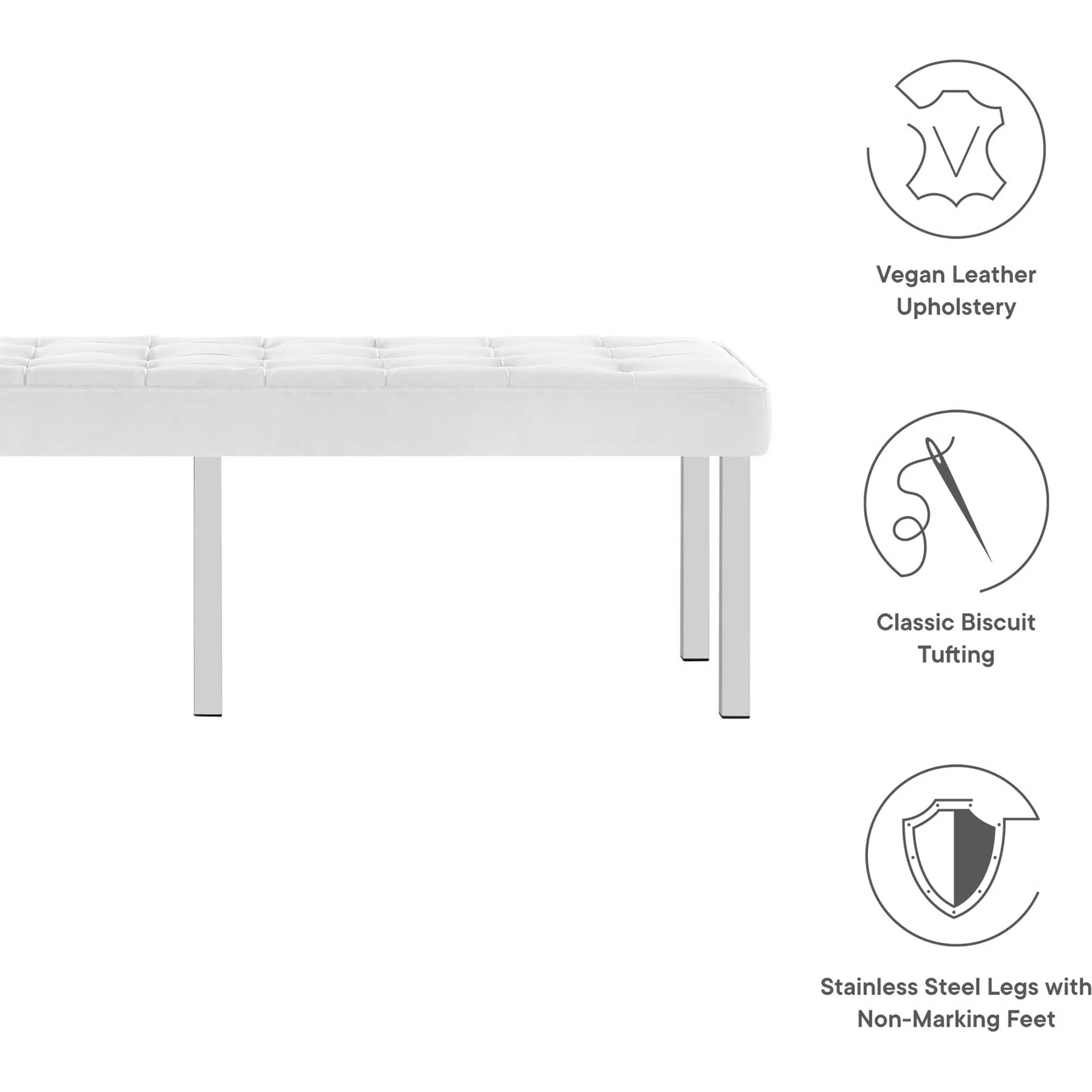 Lyte Leather Bench Silver/White - Image 5