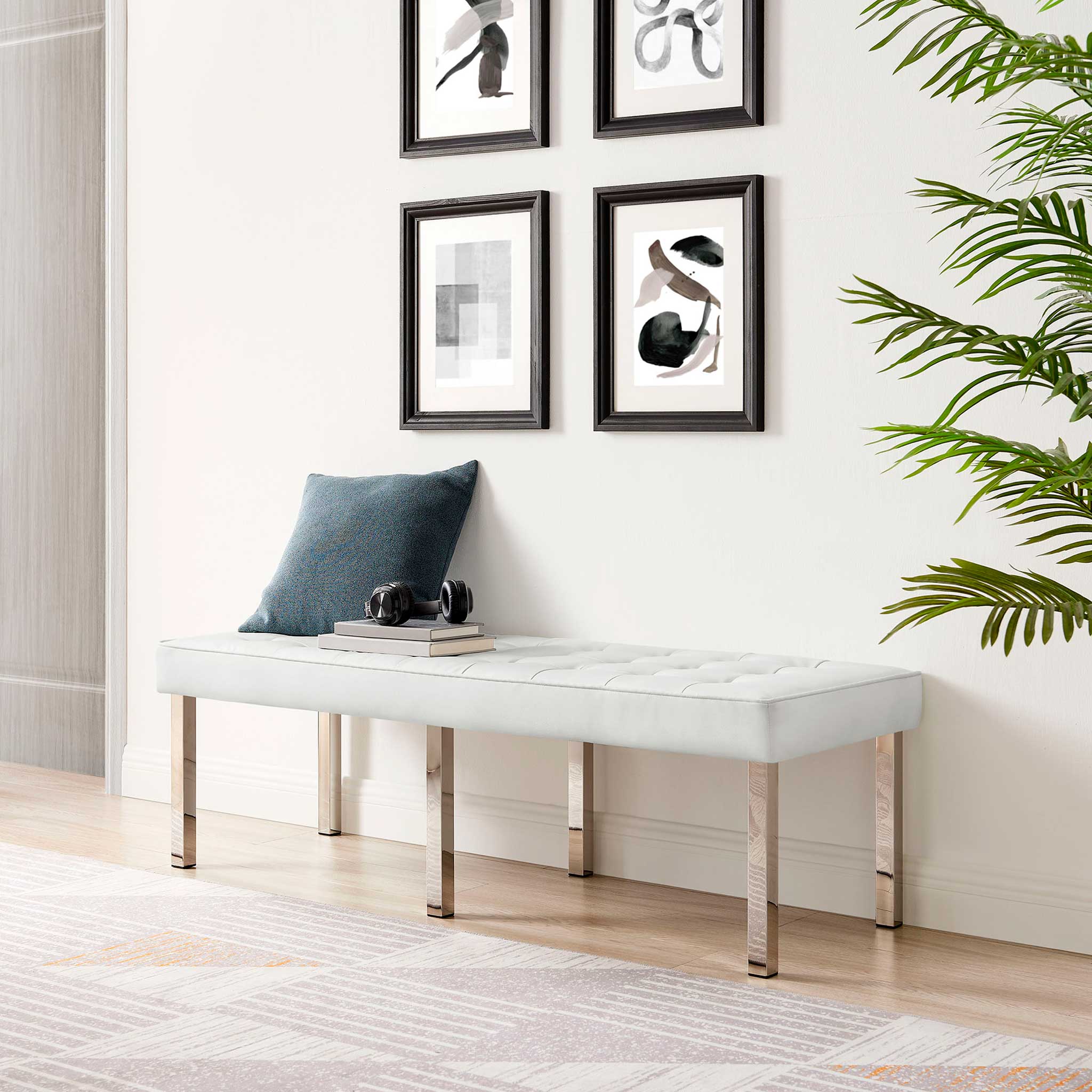 Lyte Leather Bench Silver/White - Image 7