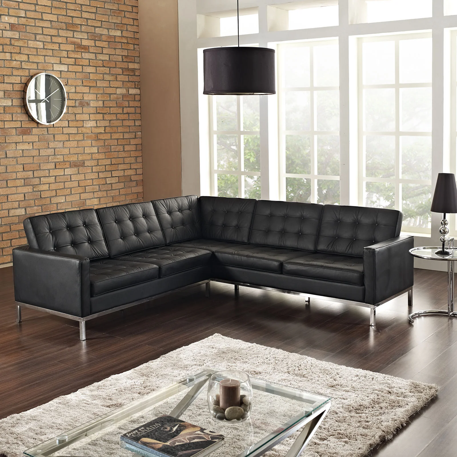 Lyte Leather Corner Sectional Sofa Black - Image 4