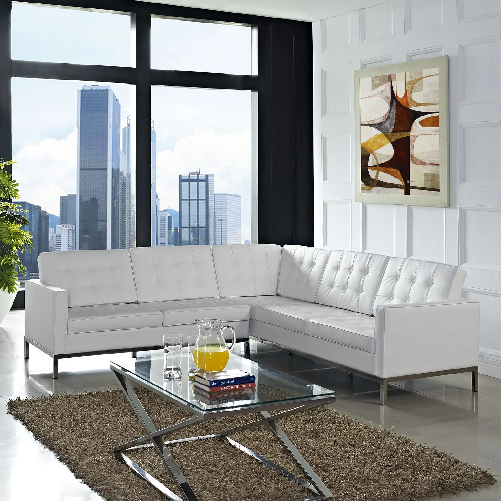 Lyte Leather Corner Sectional Sofa White - Image 4