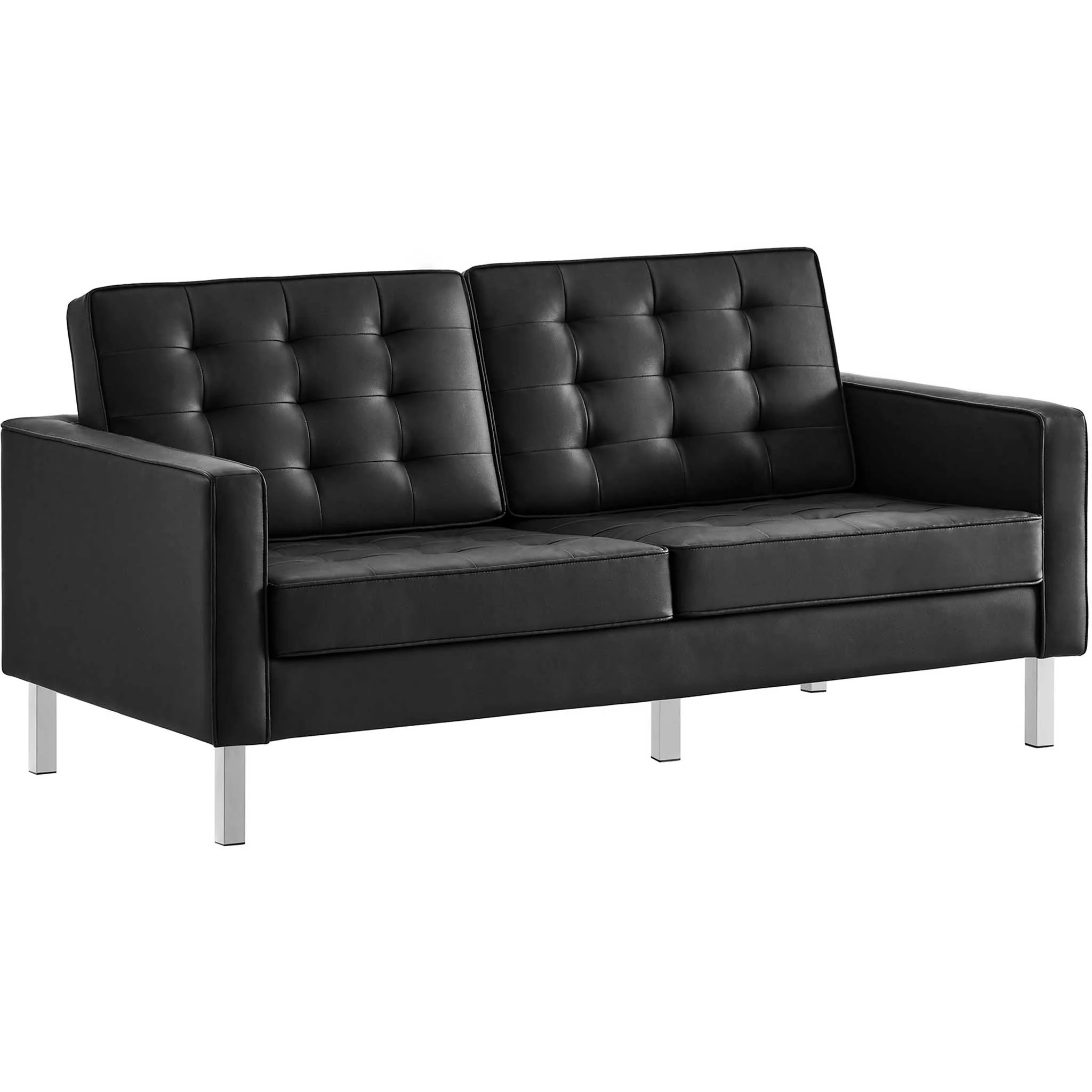 Lyte Leather Loveseat Silver/Black - Image 2