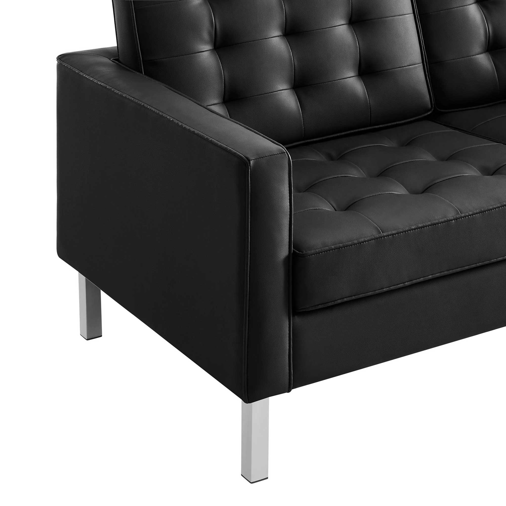 Lyte Leather Loveseat Silver/Black - Image 5