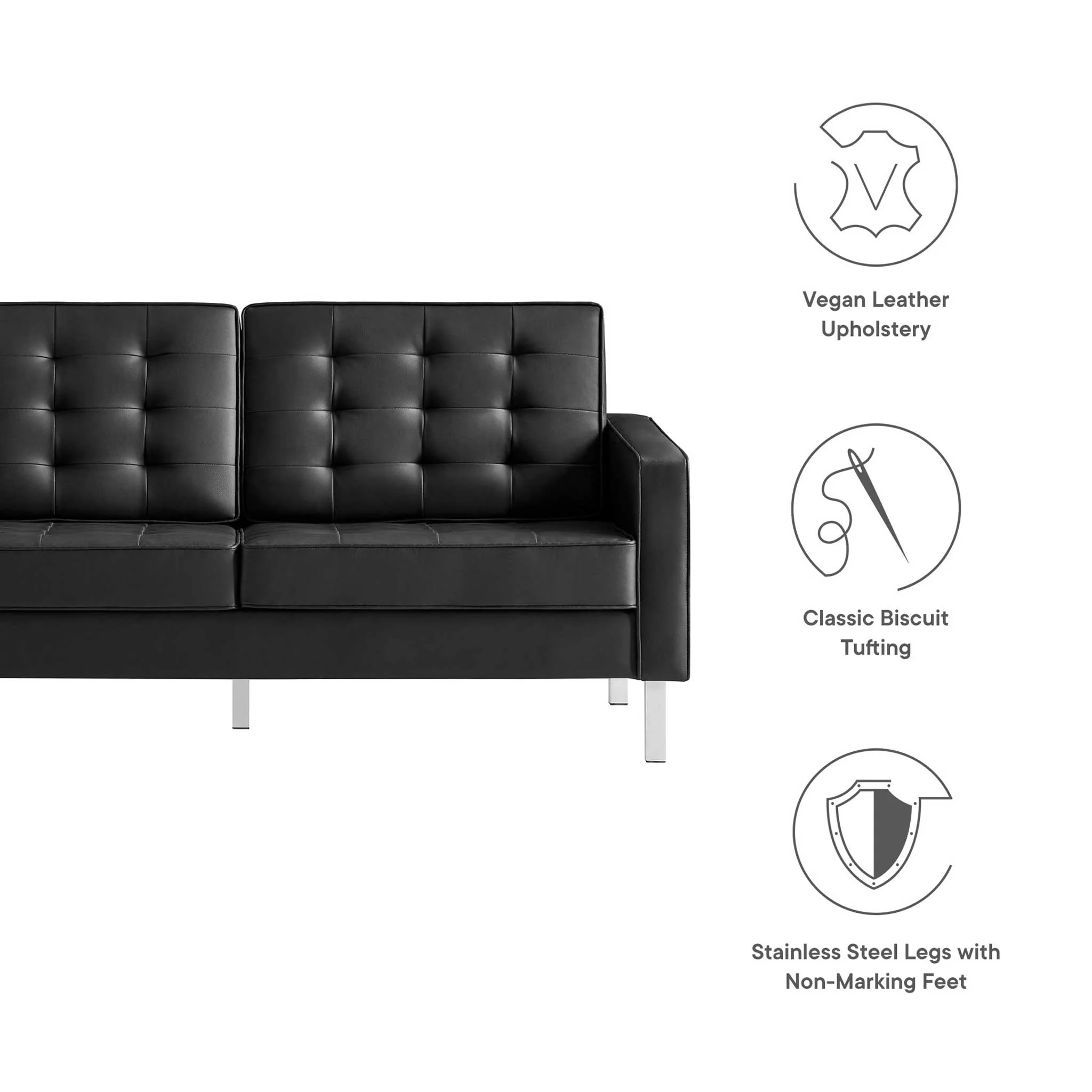 Lyte Leather Loveseat Silver/Black - Image 6