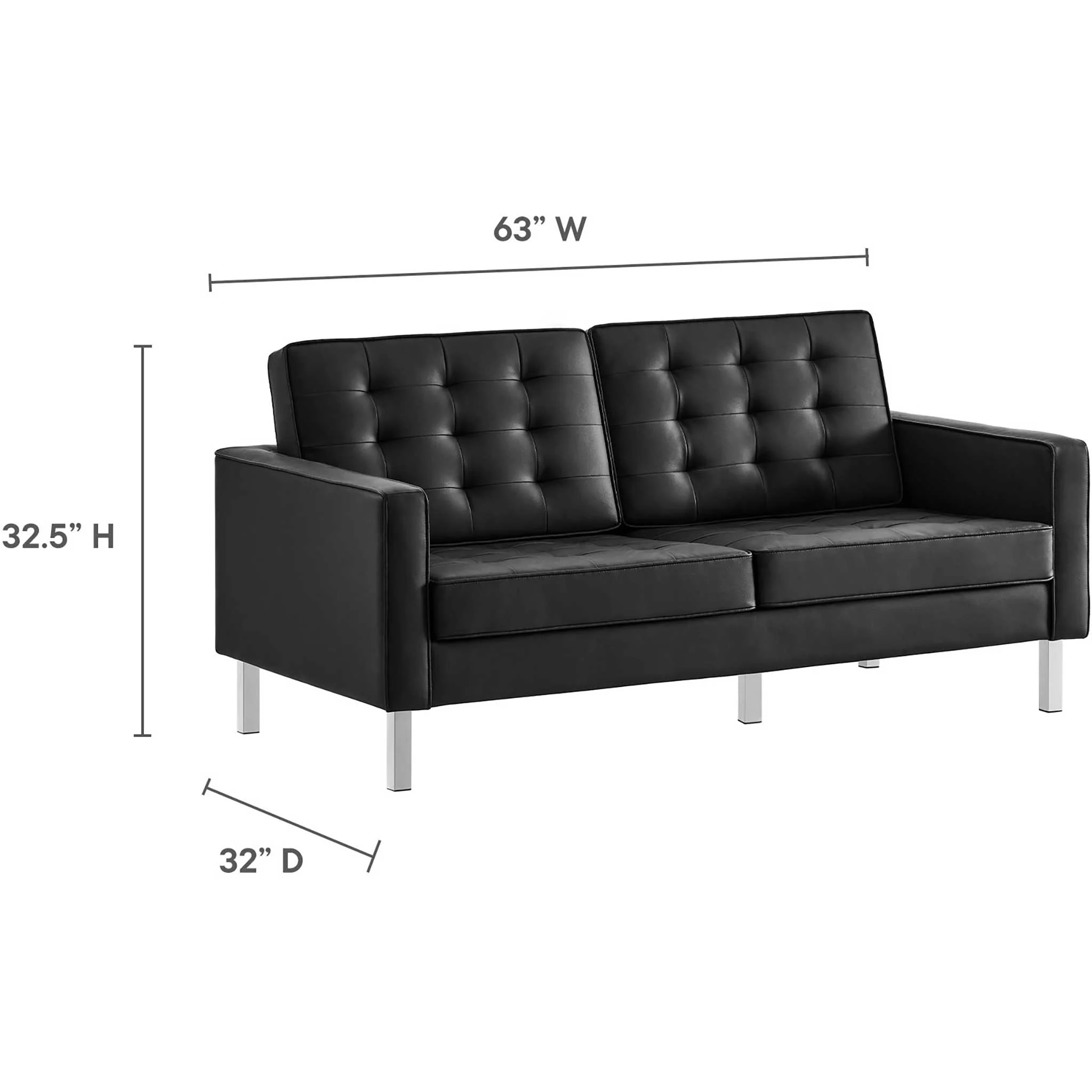 Lyte Leather Loveseat Silver/Black - Image 7