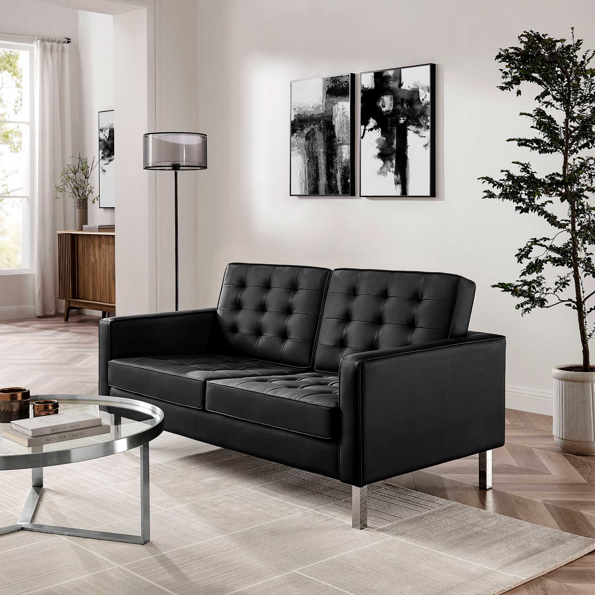 Lyte Leather Loveseat Silver/Black - Image 8