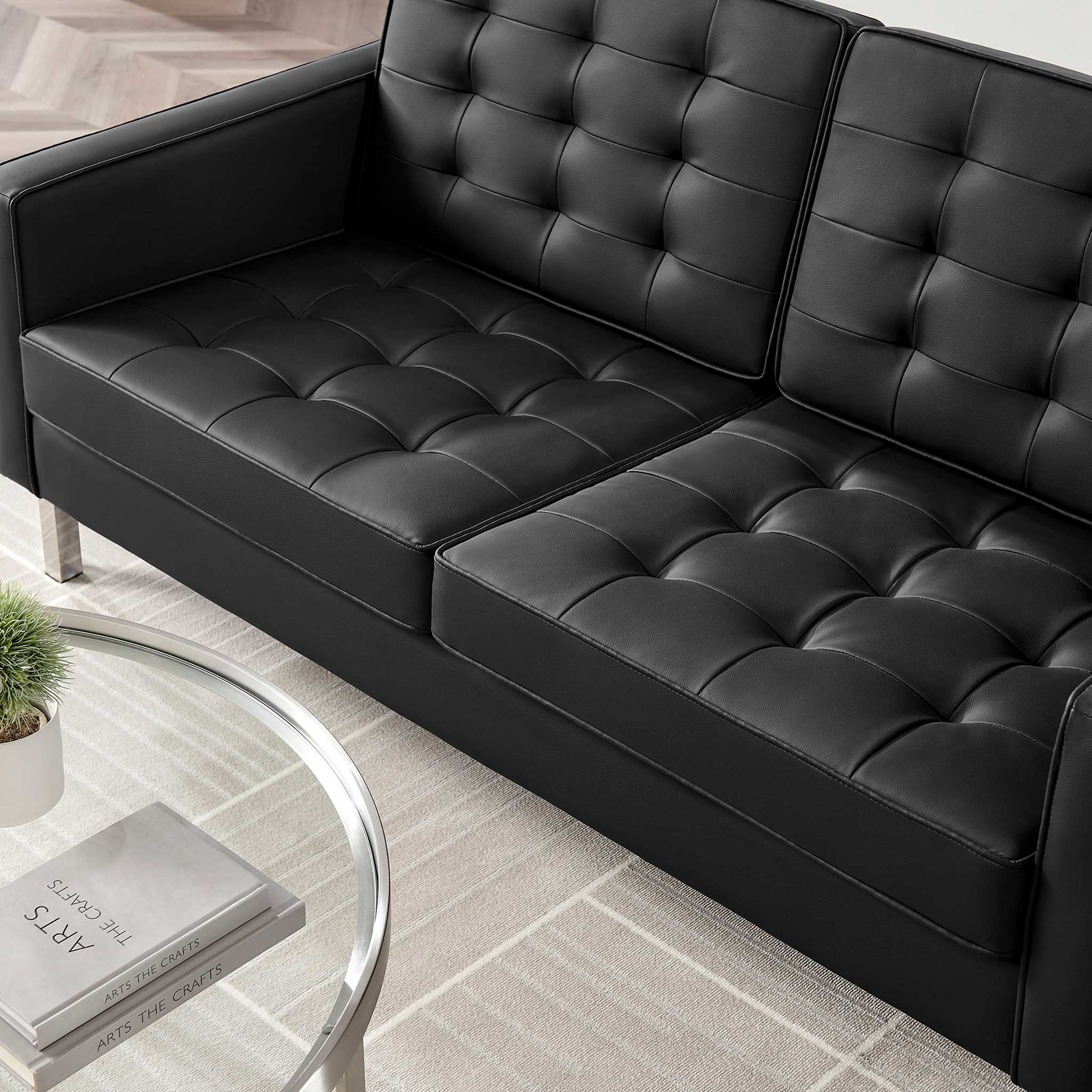 Lyte Leather Loveseat Silver/Black - Image 9