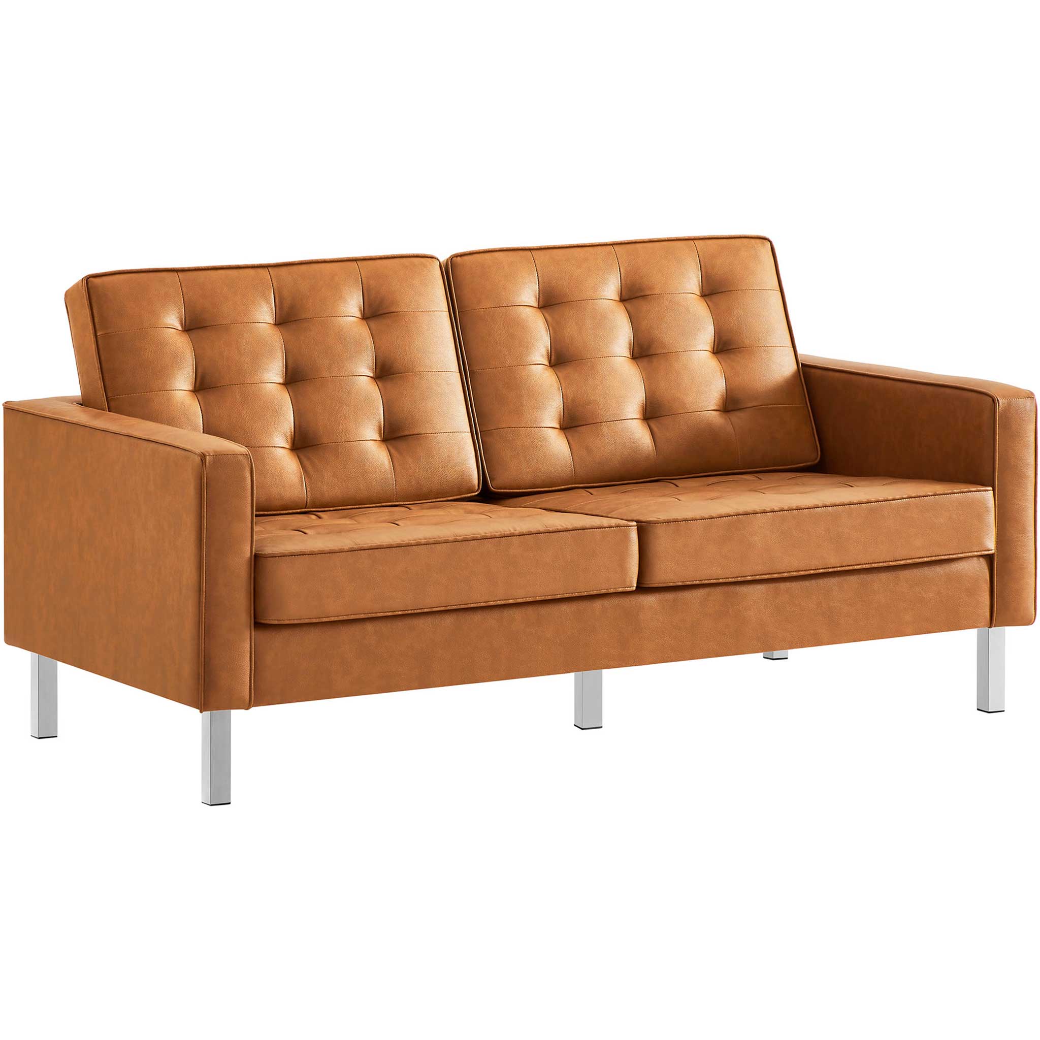 Lyte Leather Loveseat Silver/Tan - Image 2