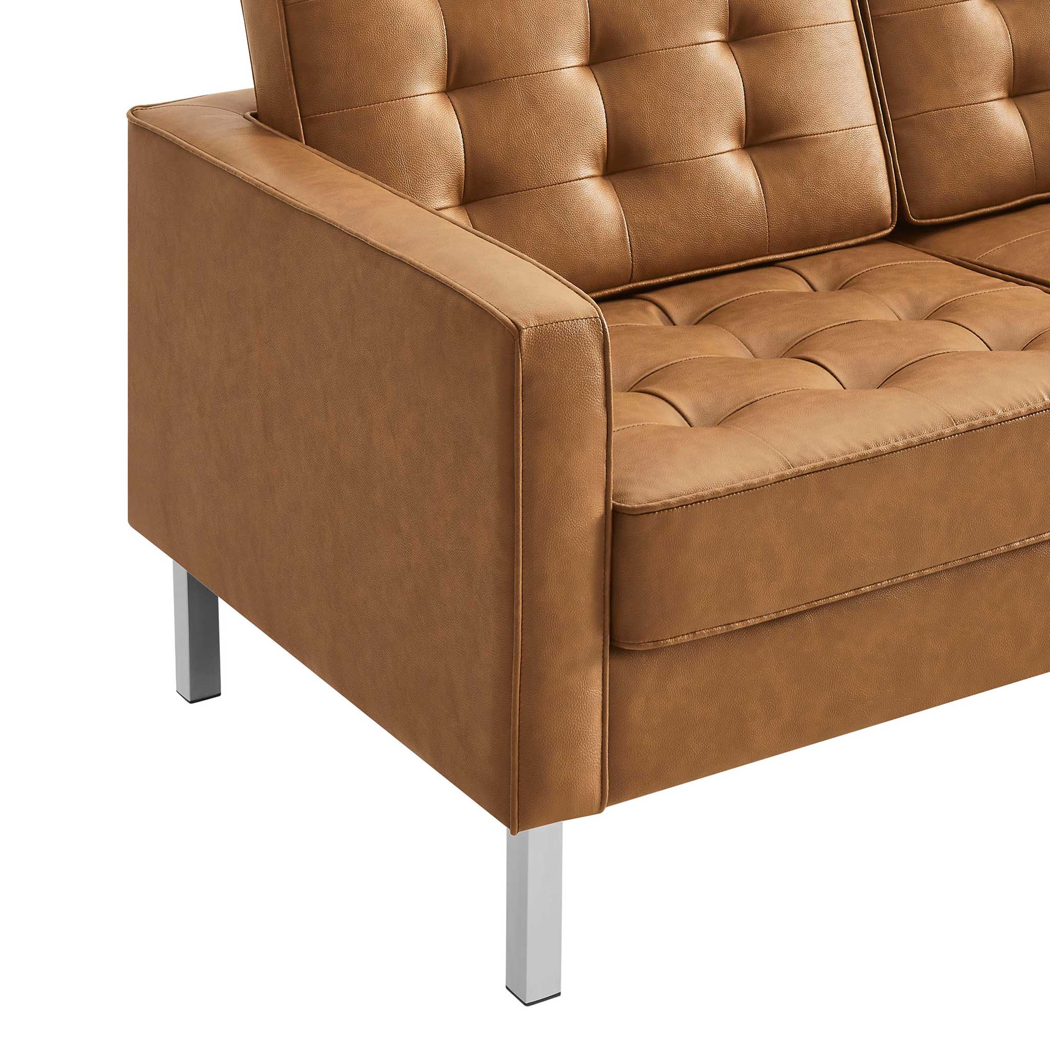 Lyte Leather Loveseat Silver/Tan - Image 5