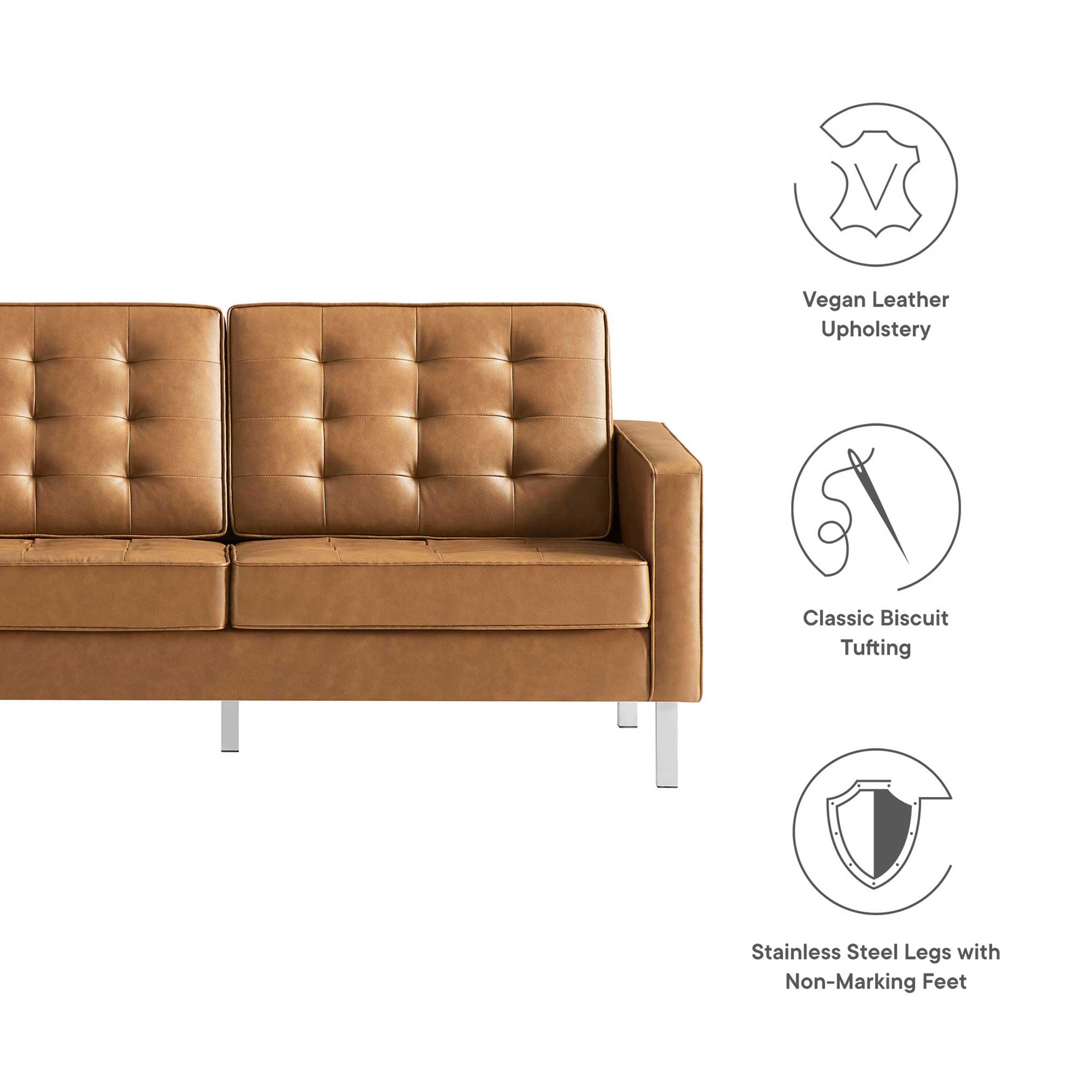 Lyte Leather Loveseat Silver/Tan - Image 6