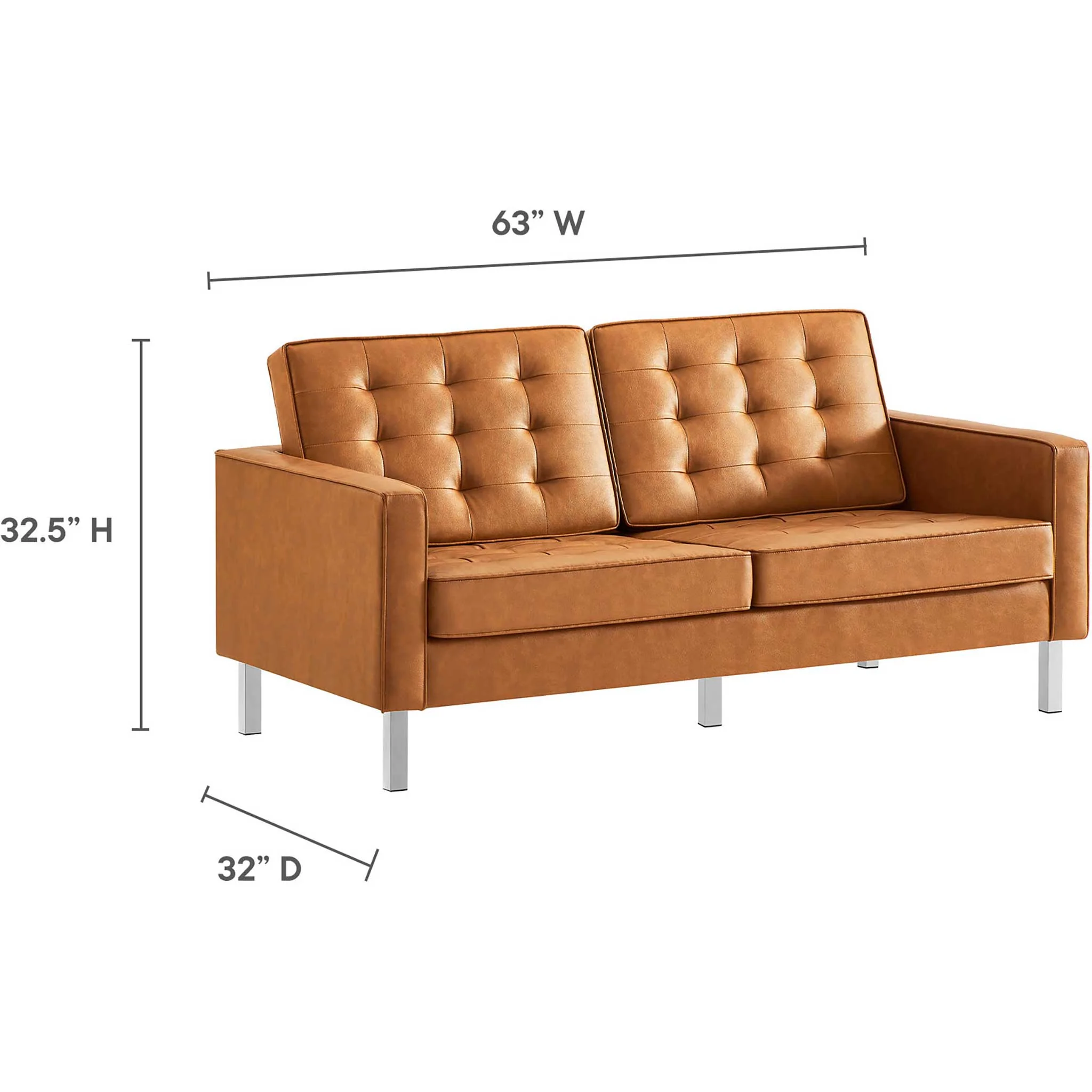 Lyte Leather Loveseat Silver/Tan - Image 7