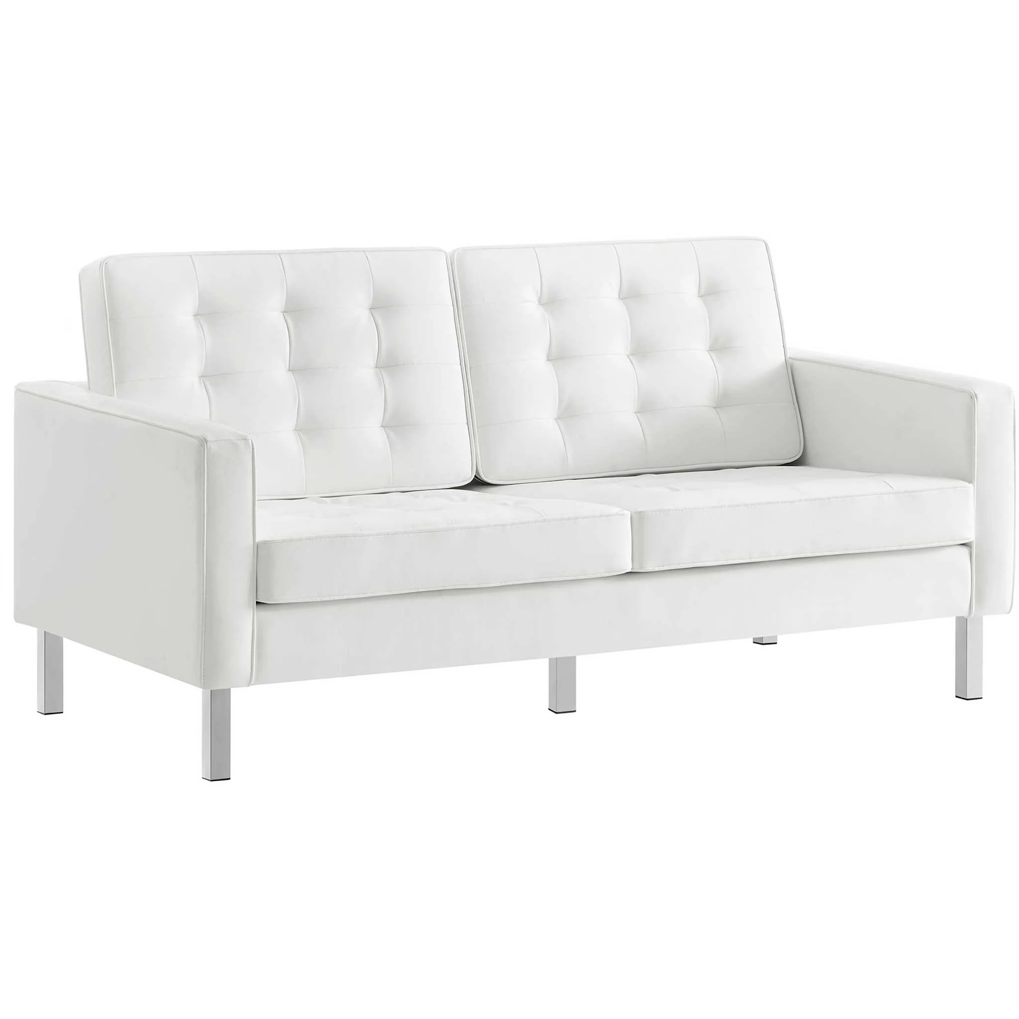 Lyte Leather Loveseat Silver/White - Image 2