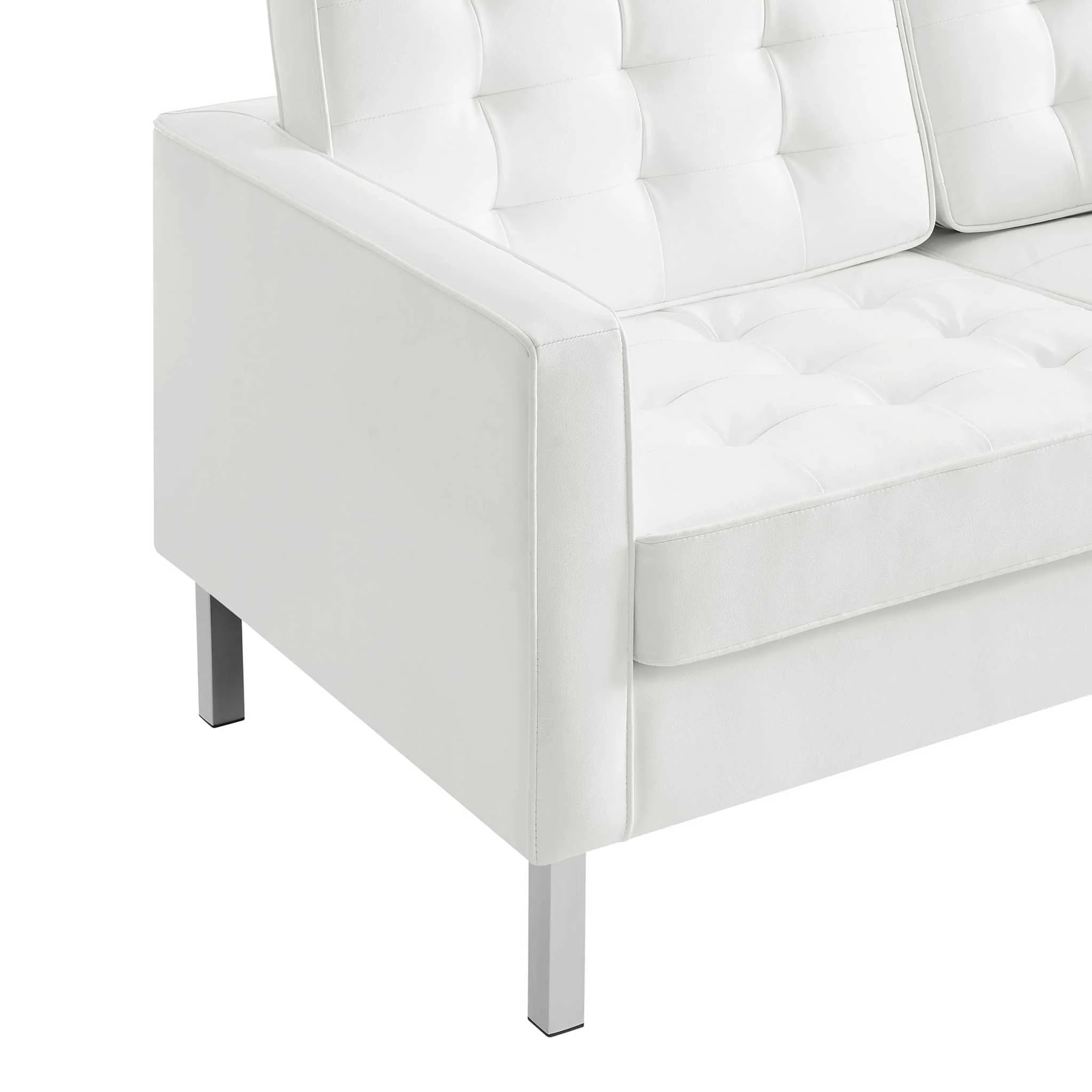 Lyte Leather Loveseat Silver/White - Image 5