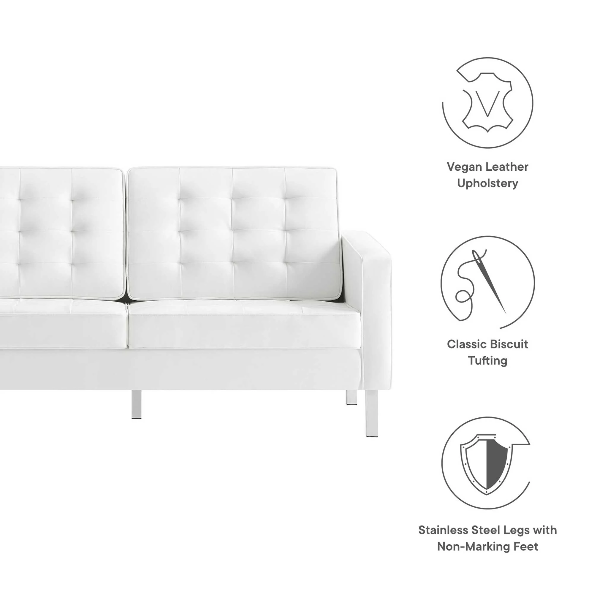 Lyte Leather Loveseat Silver/White - Image 6