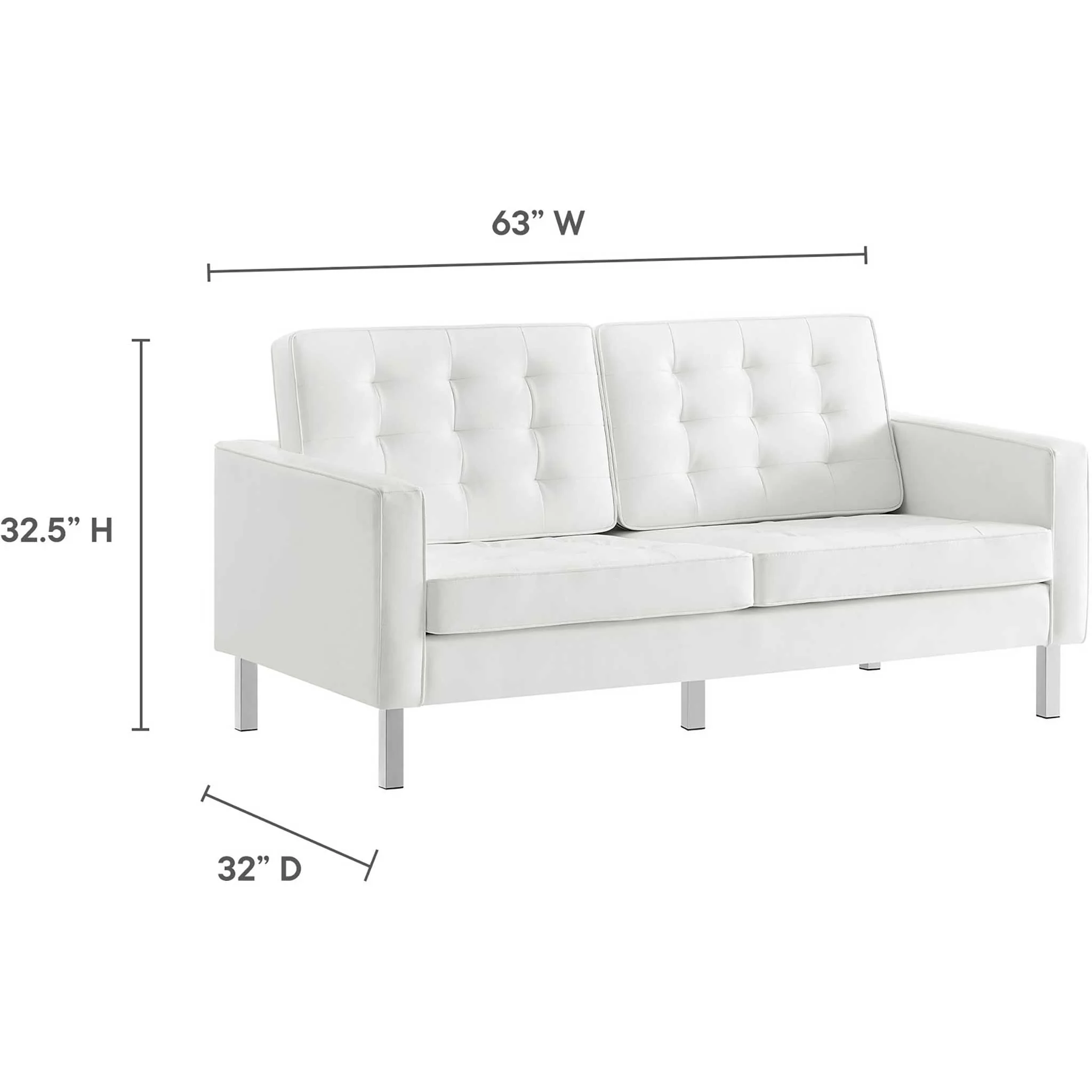 Lyte Leather Loveseat Silver/White - Image 7