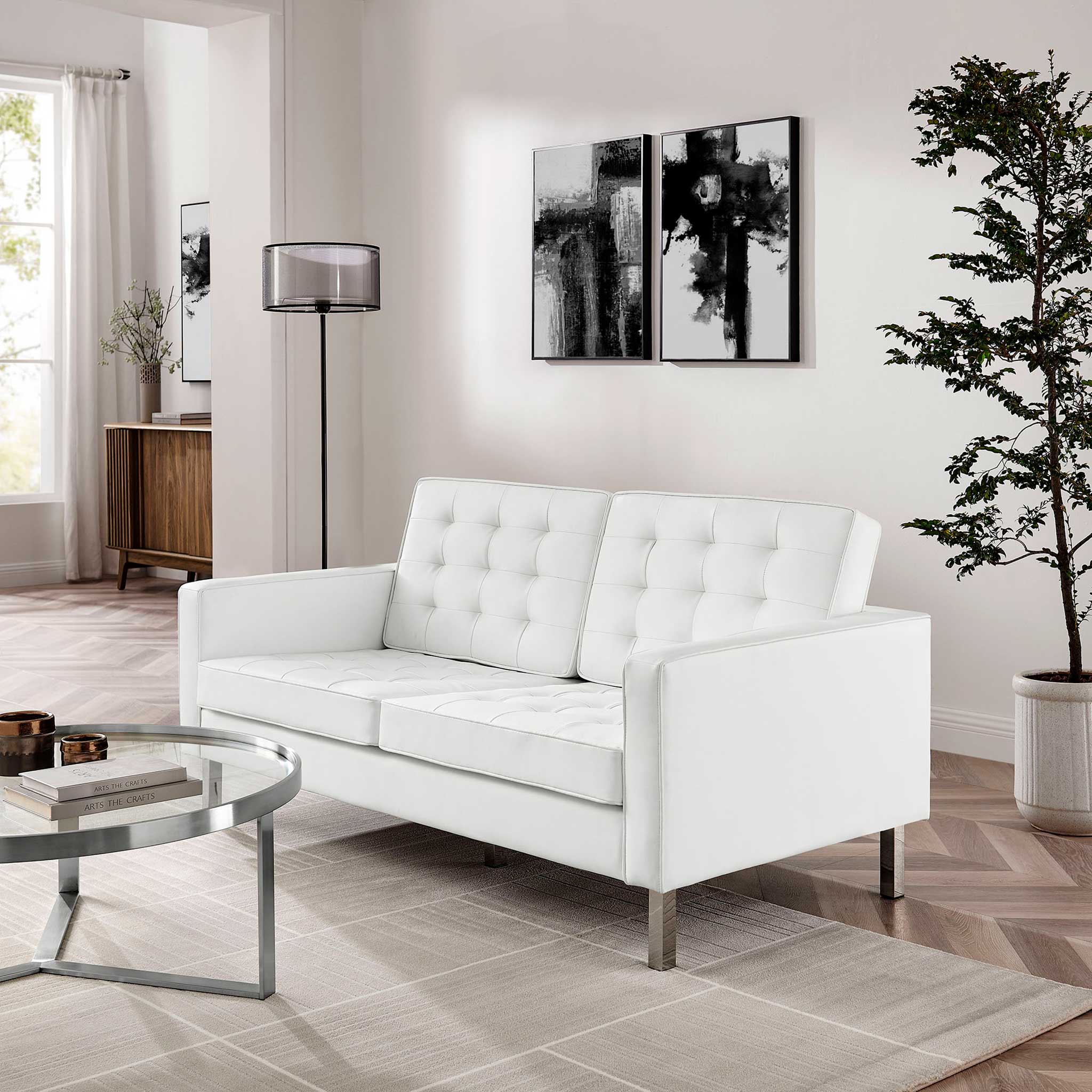 Lyte Leather Loveseat Silver/White - Image 8