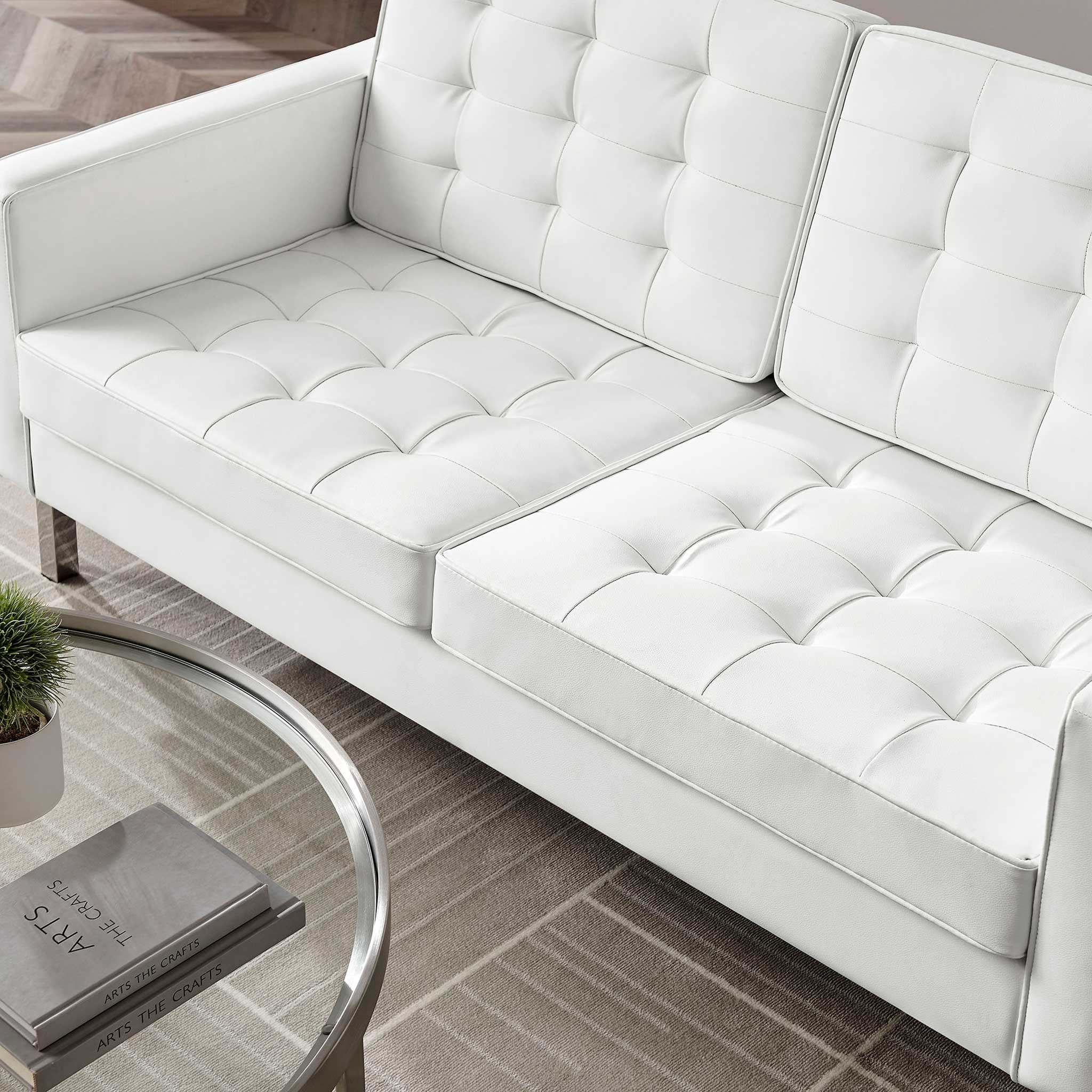 Lyte Leather Loveseat Silver/White - Image 9