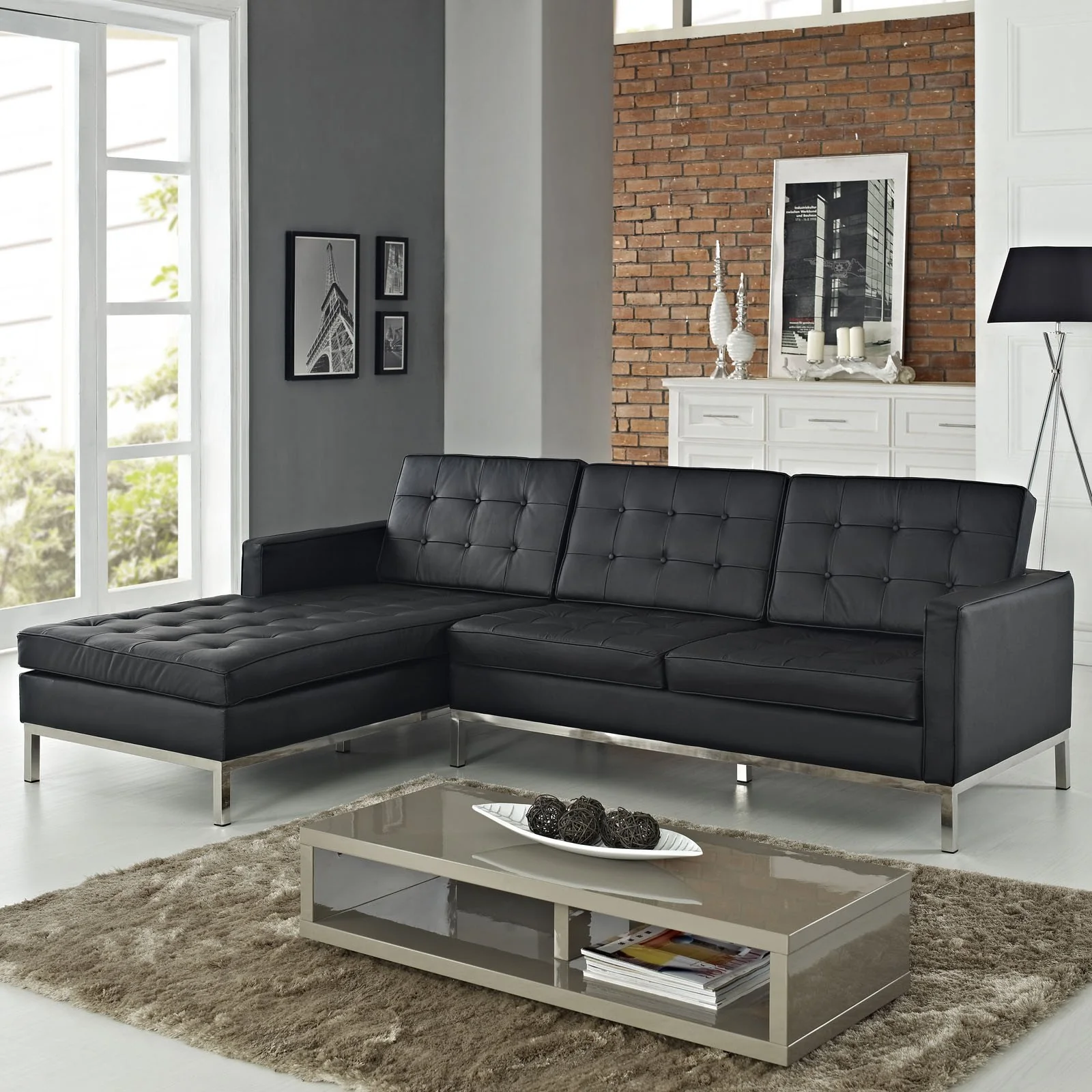 Lyte Leather Sectional Sofa Black - Image 4