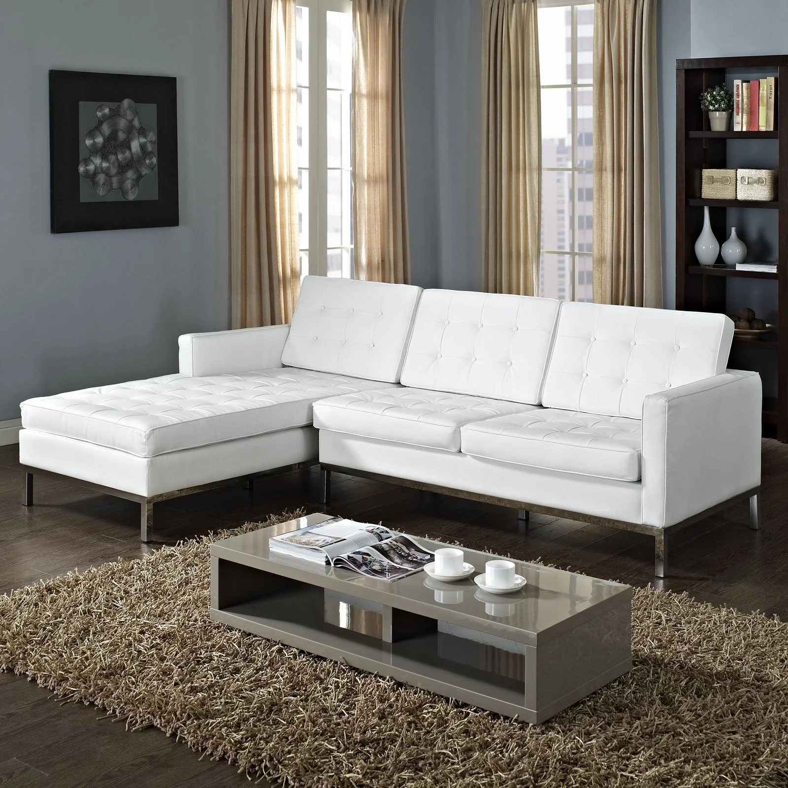 Lyte Leather Sectional Sofa White - Image 4