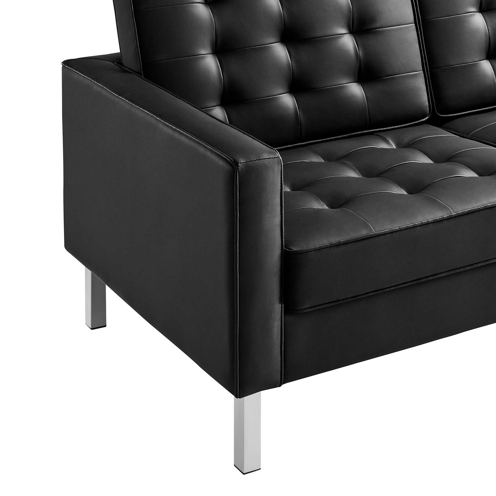 Lyte Leather Sofa Silver/Black - Image 4