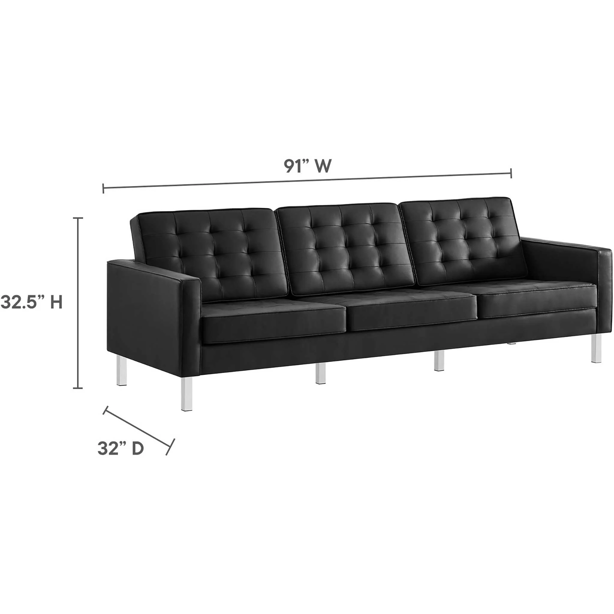 Lyte Leather Sofa Silver/Black - Image 6