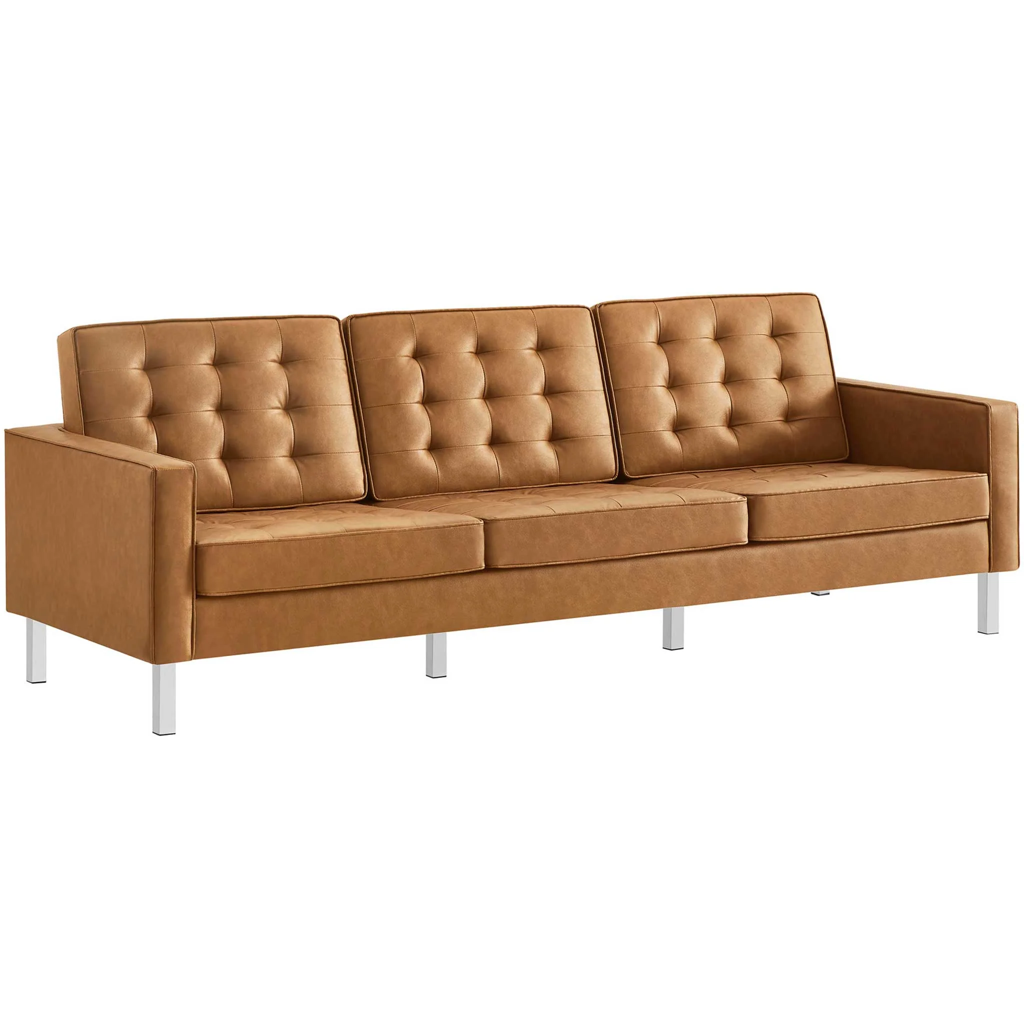 Lyte Leather Sofa Silver/Tan - Image 2