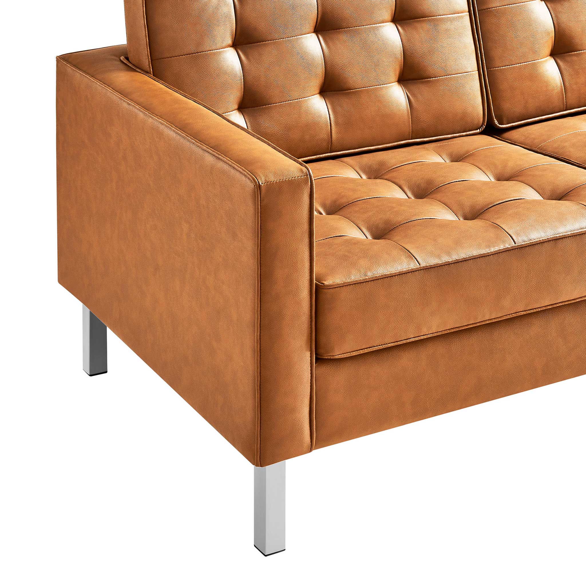Lyte Leather Sofa Silver/Tan - Image 5