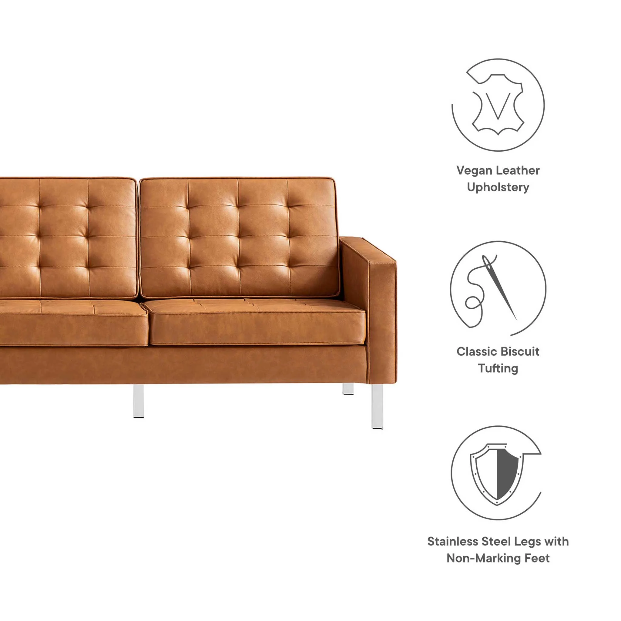 Lyte Leather Sofa Silver/Tan - Image 6