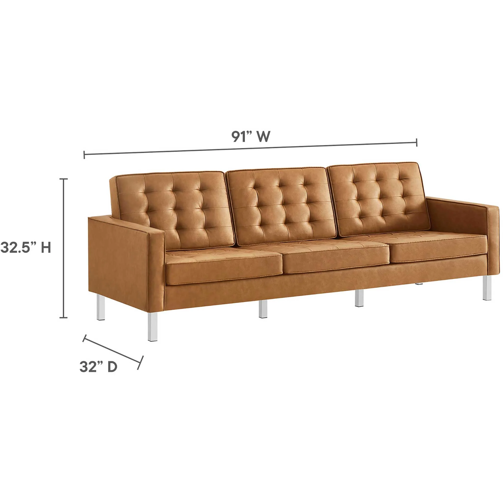 Lyte Leather Sofa Silver/Tan - Image 7