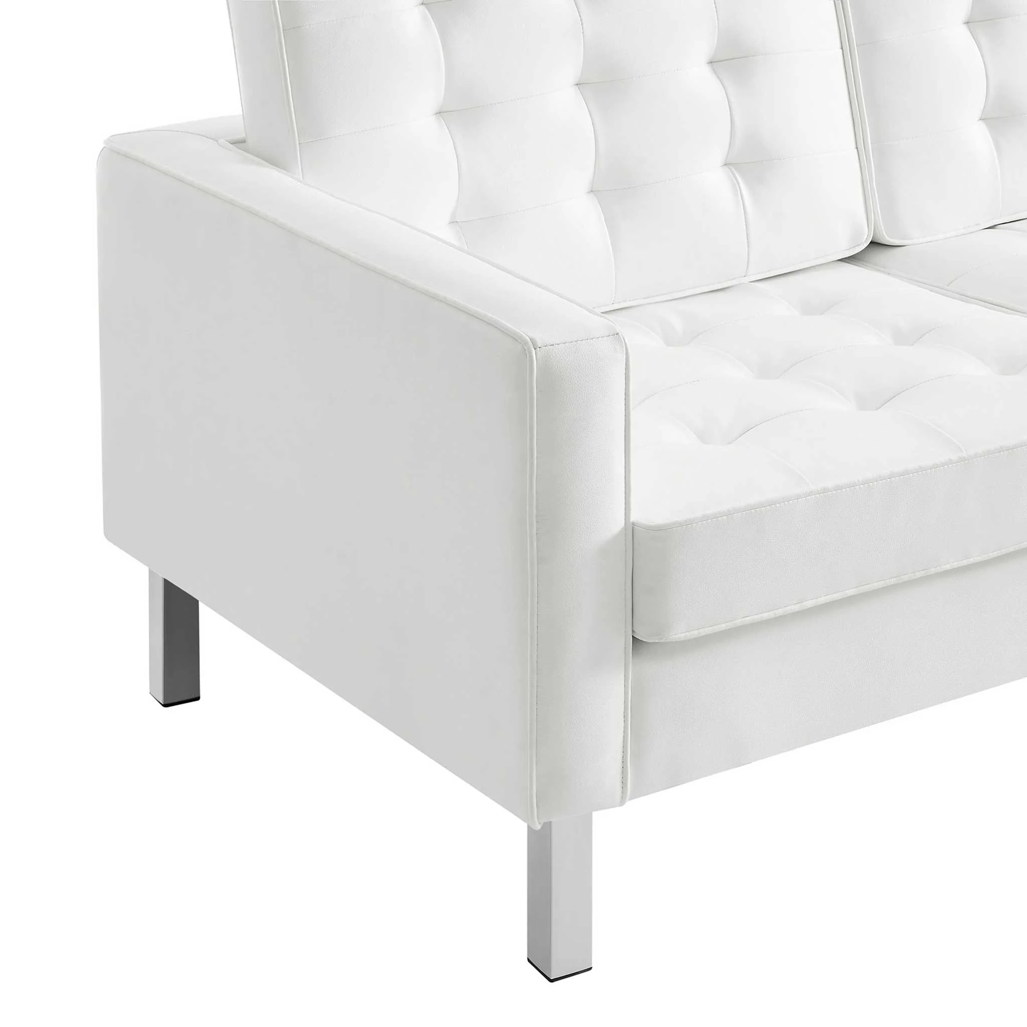 Lyte Leather Sofa Silver/White - Image 5