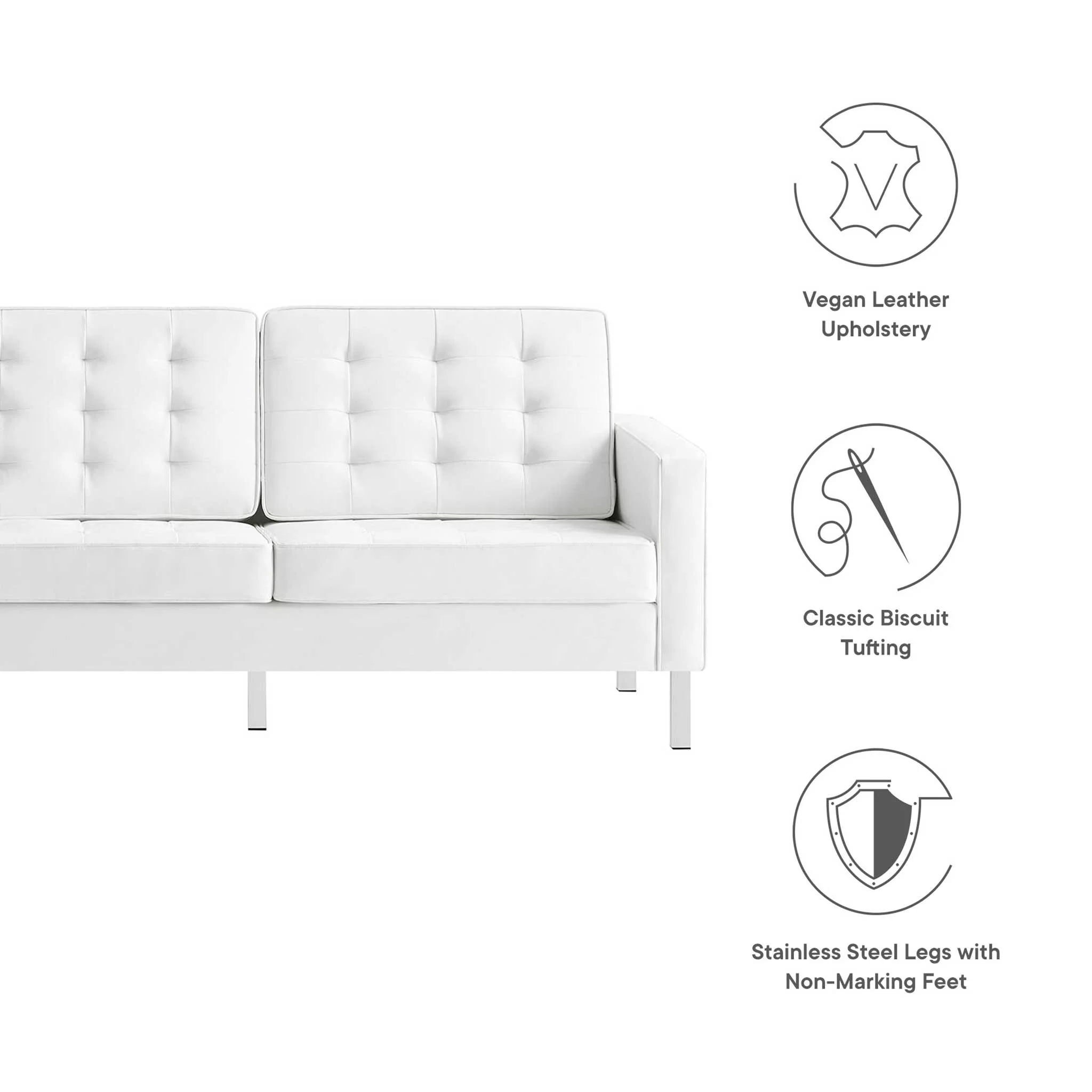 Lyte Leather Sofa Silver/White - Image 6
