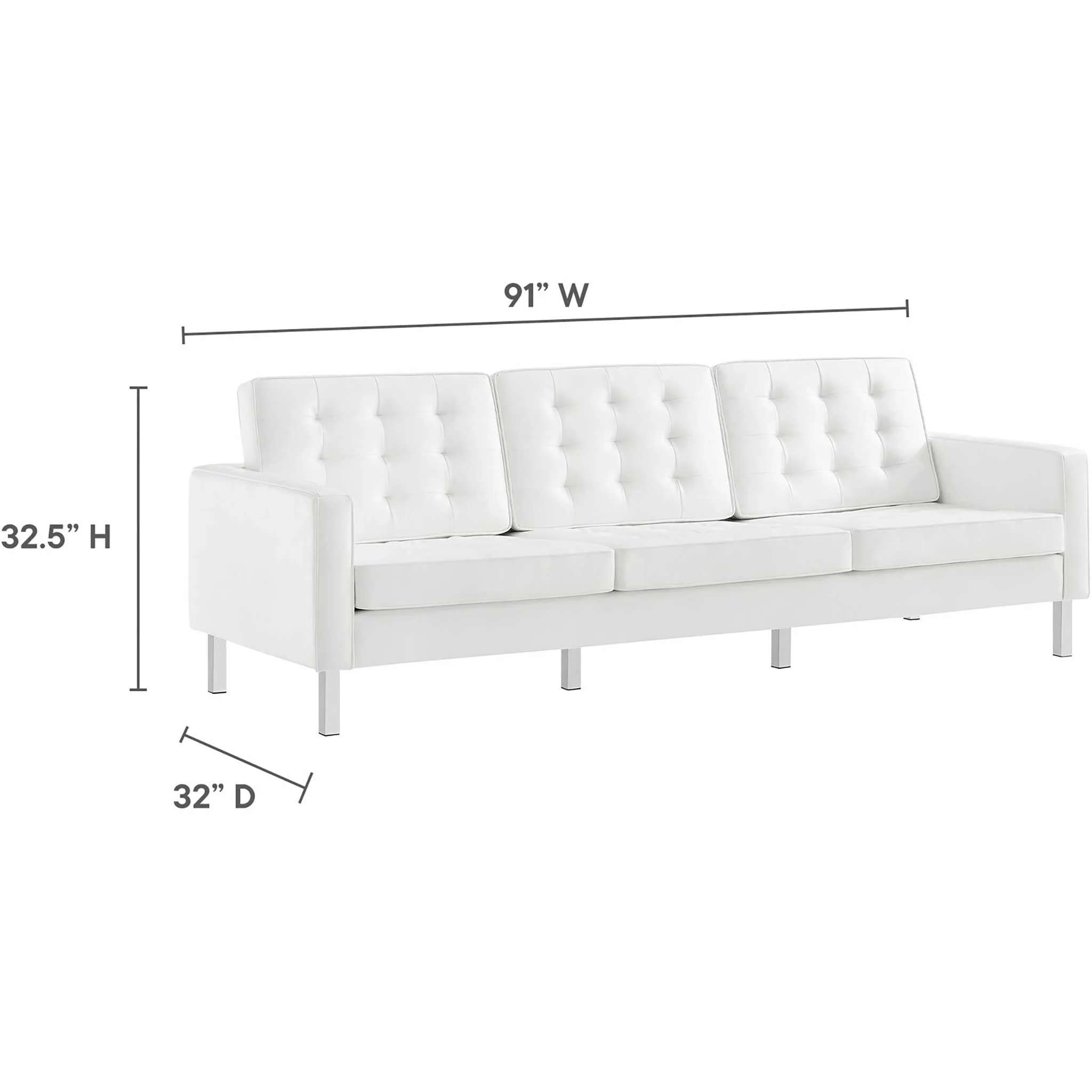 Lyte Leather Sofa Silver/White - Image 7