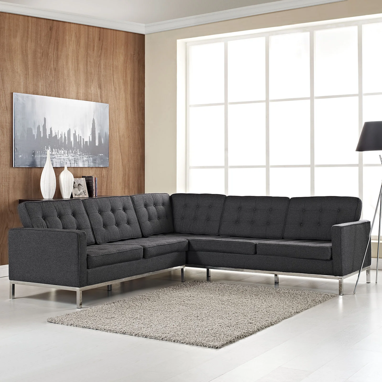 Lyte Wool Corner Sectional Sofa Dark Gray - Image 4