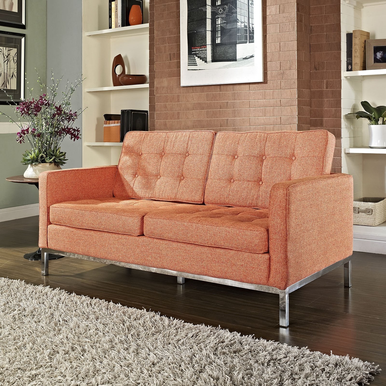 Lyte Wool Loveseat Orange Tweed - Image 4
