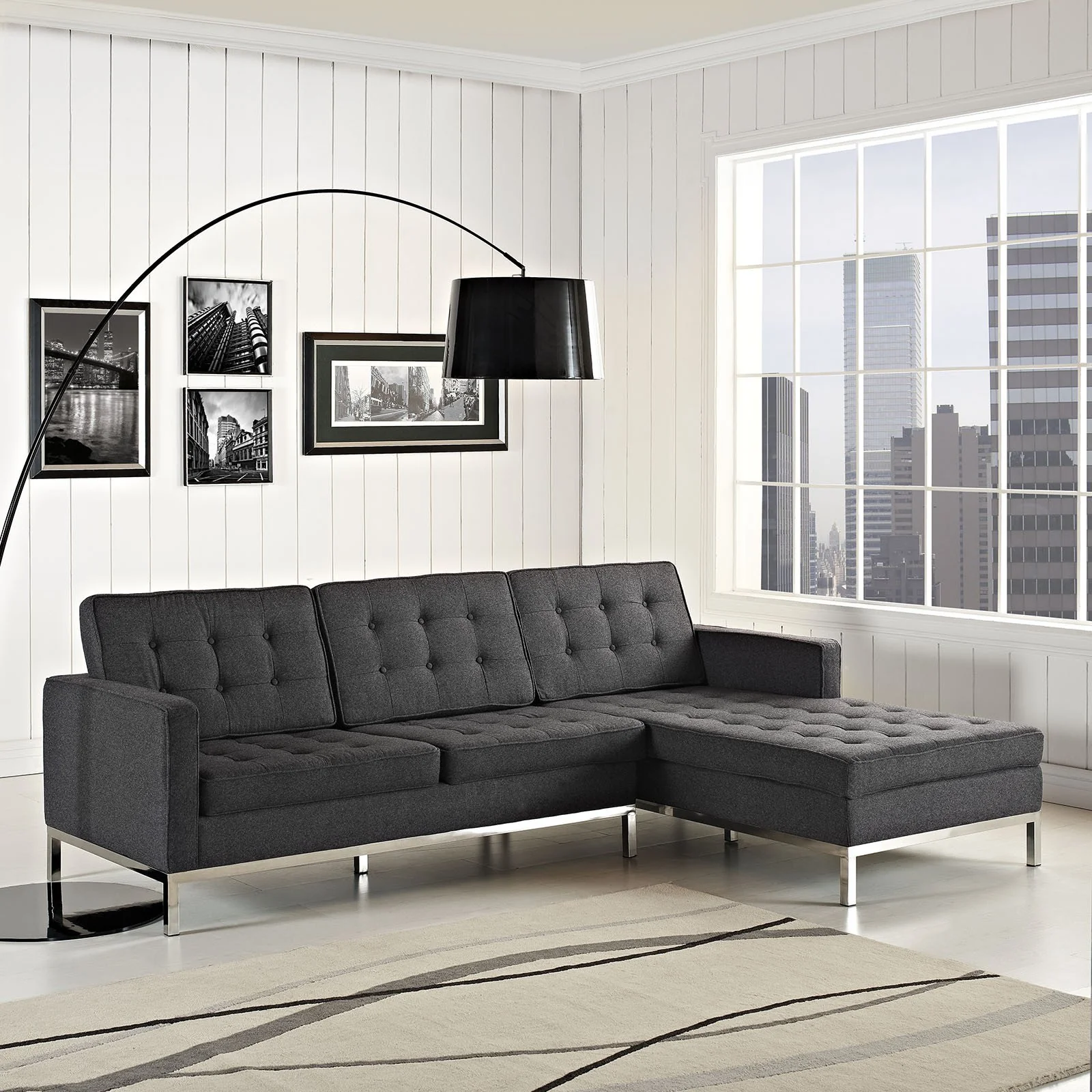 Lyte Wool Sectional Sofa Dark Gray - Image 8