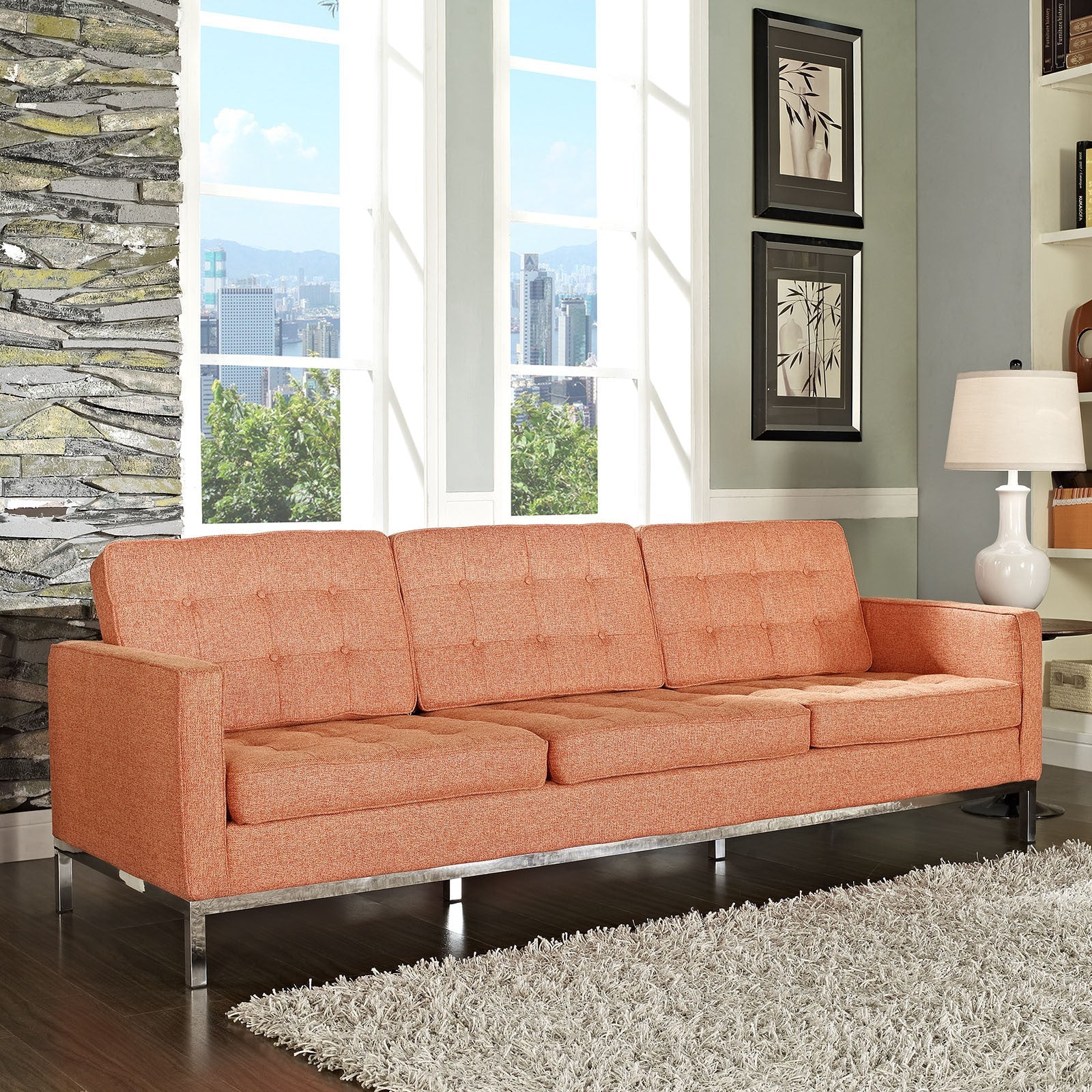 Lyte Wool Sofa Orange Tweed - Image 4