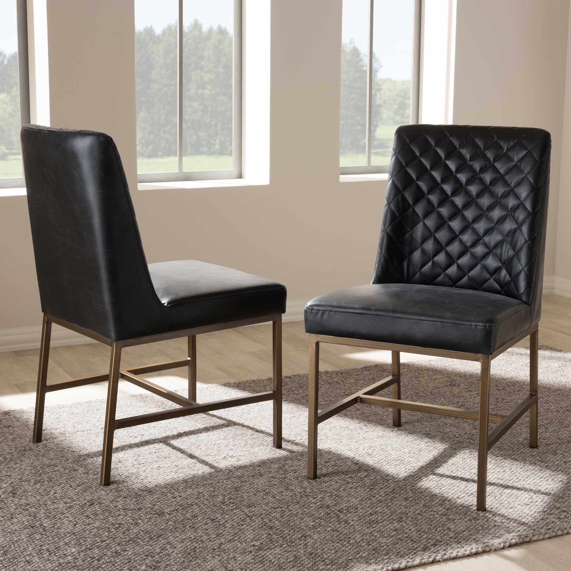 Mabelle Faux Leather Dining Chair Black (Set of 2) - Image 9