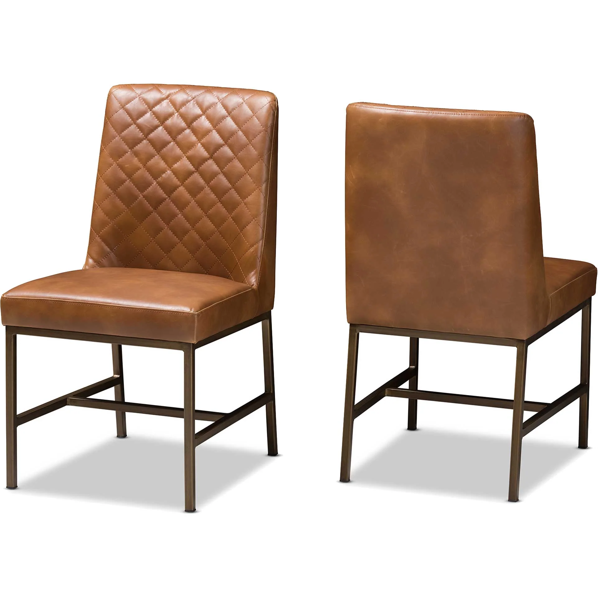 Mabelle Faux Leather Dining Chair Brown (Set of 2) - Image 2