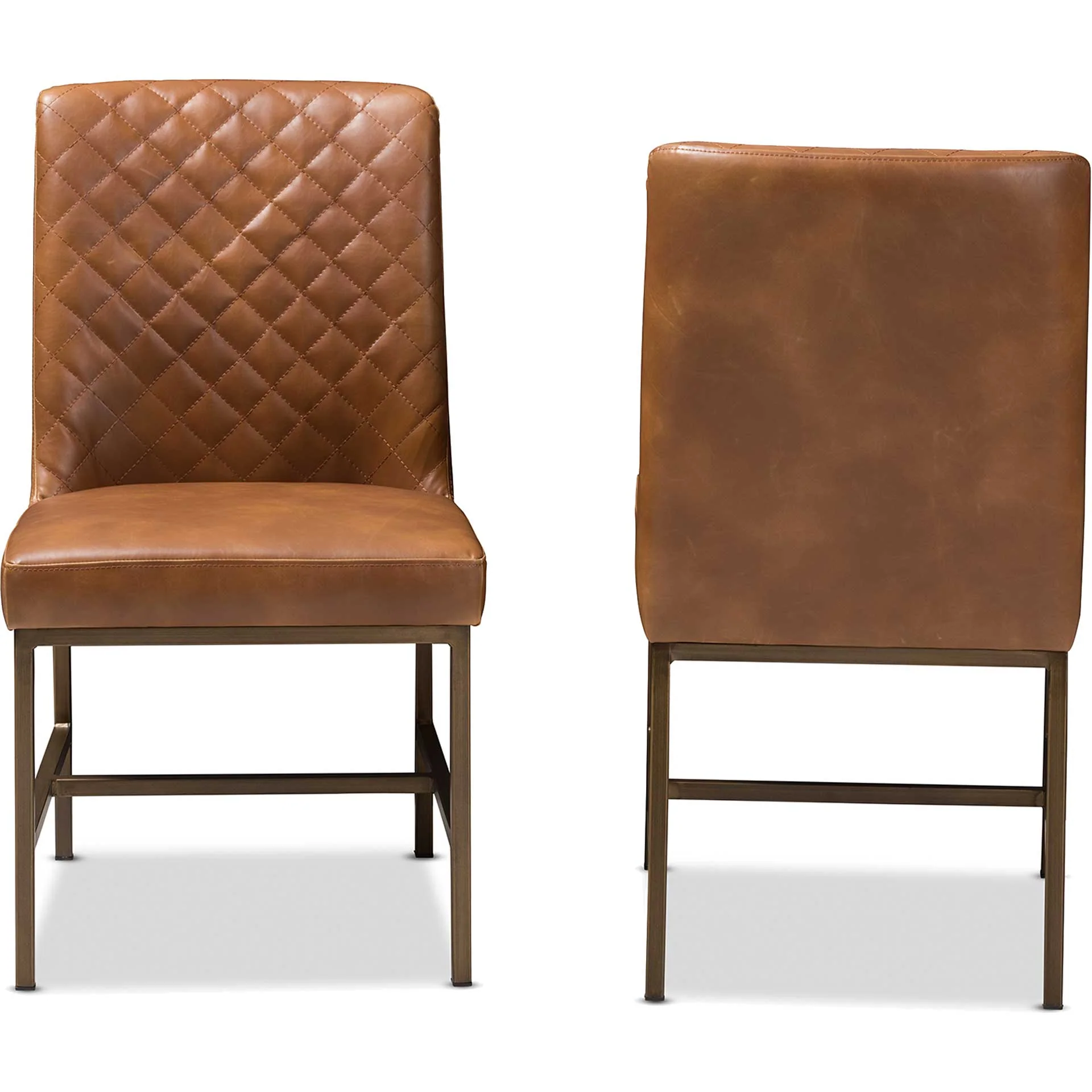 Mabelle Faux Leather Dining Chair Brown (Set of 2) - Image 3