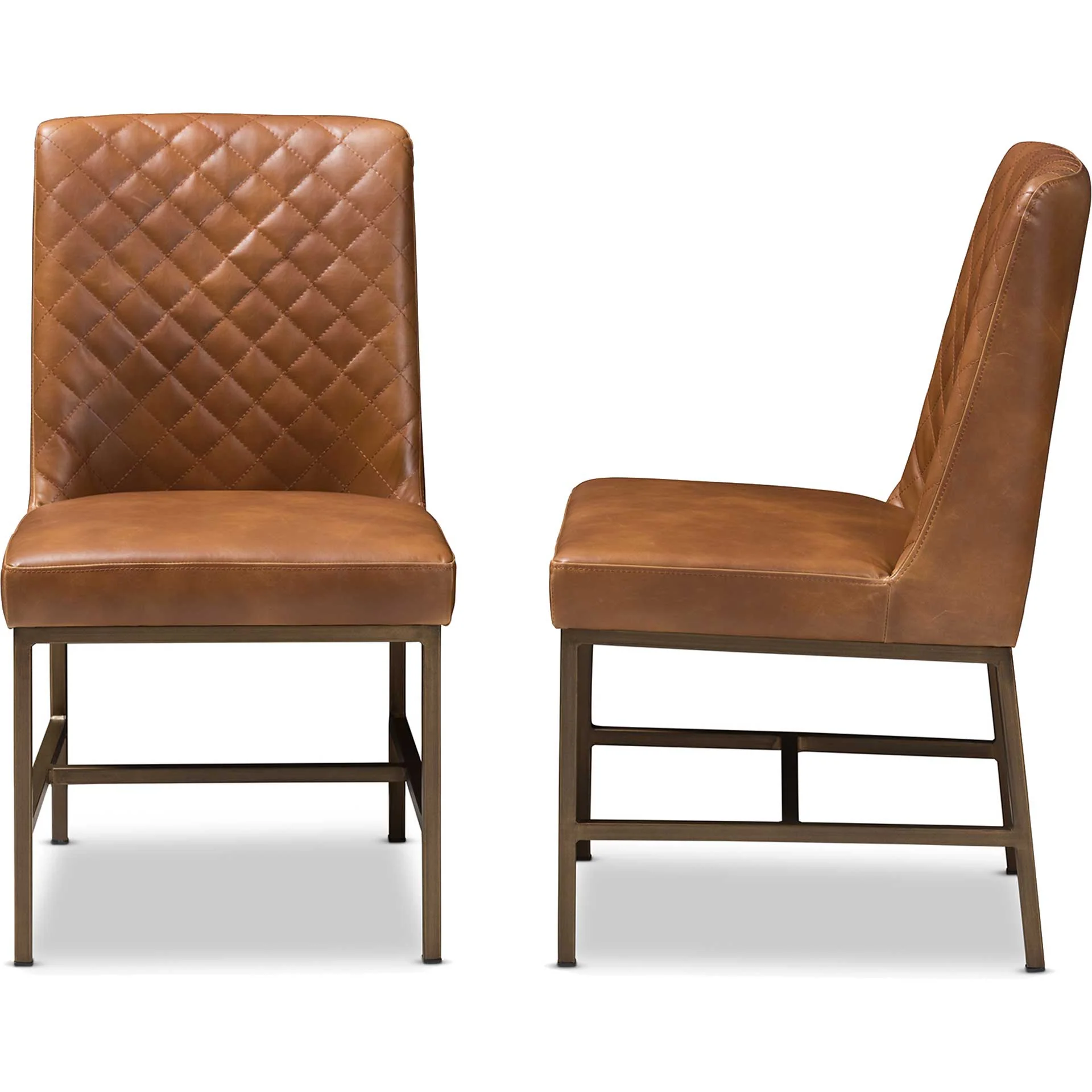 Mabelle Faux Leather Dining Chair Brown (Set of 2) - Image 4
