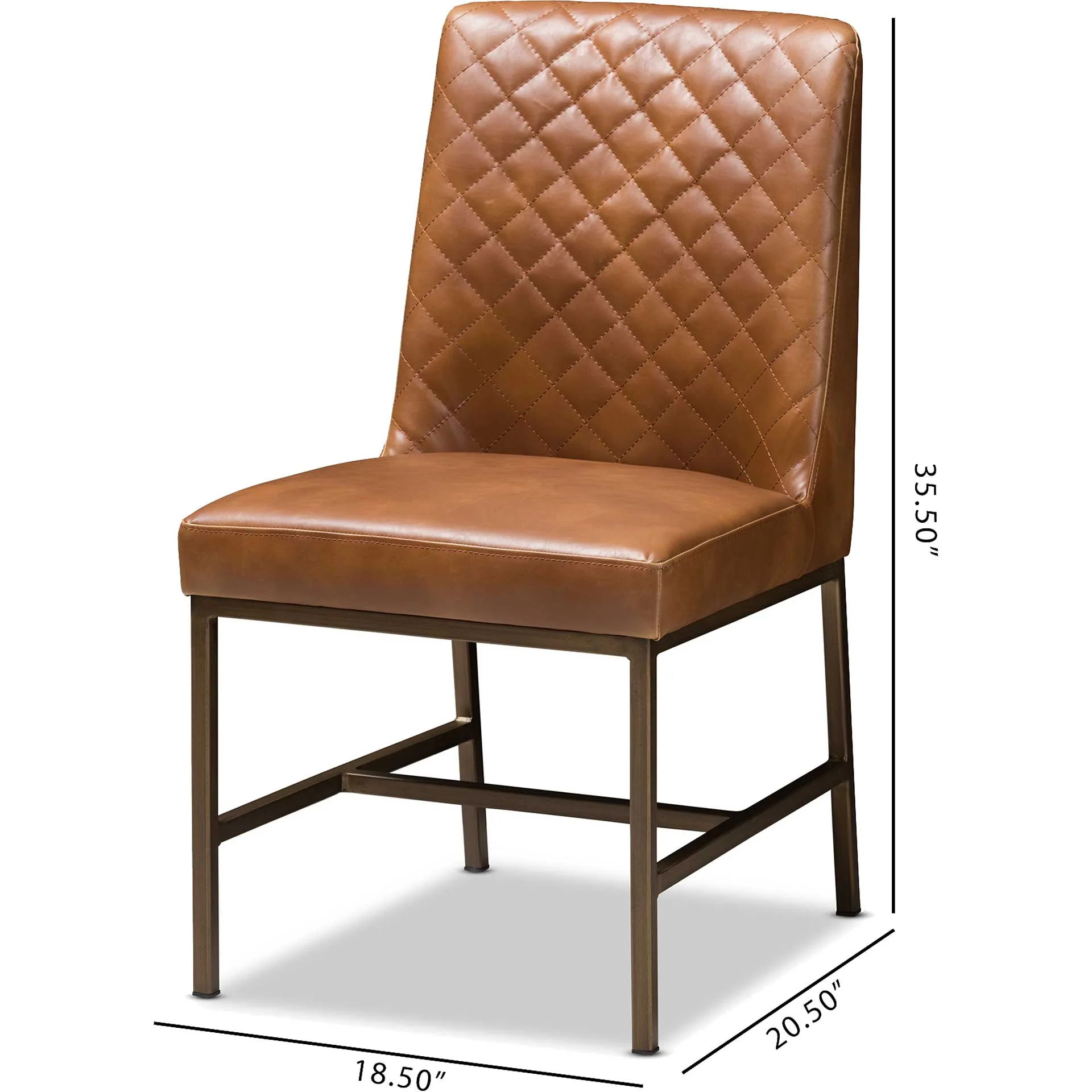 Mabelle Faux Leather Dining Chair Brown (Set of 2) - Image 7