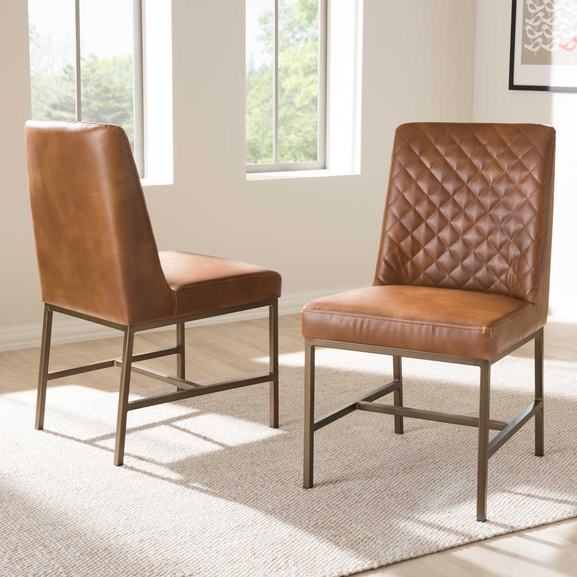 Mabelle Faux Leather Dining Chair Brown (Set of 2) - Image 9