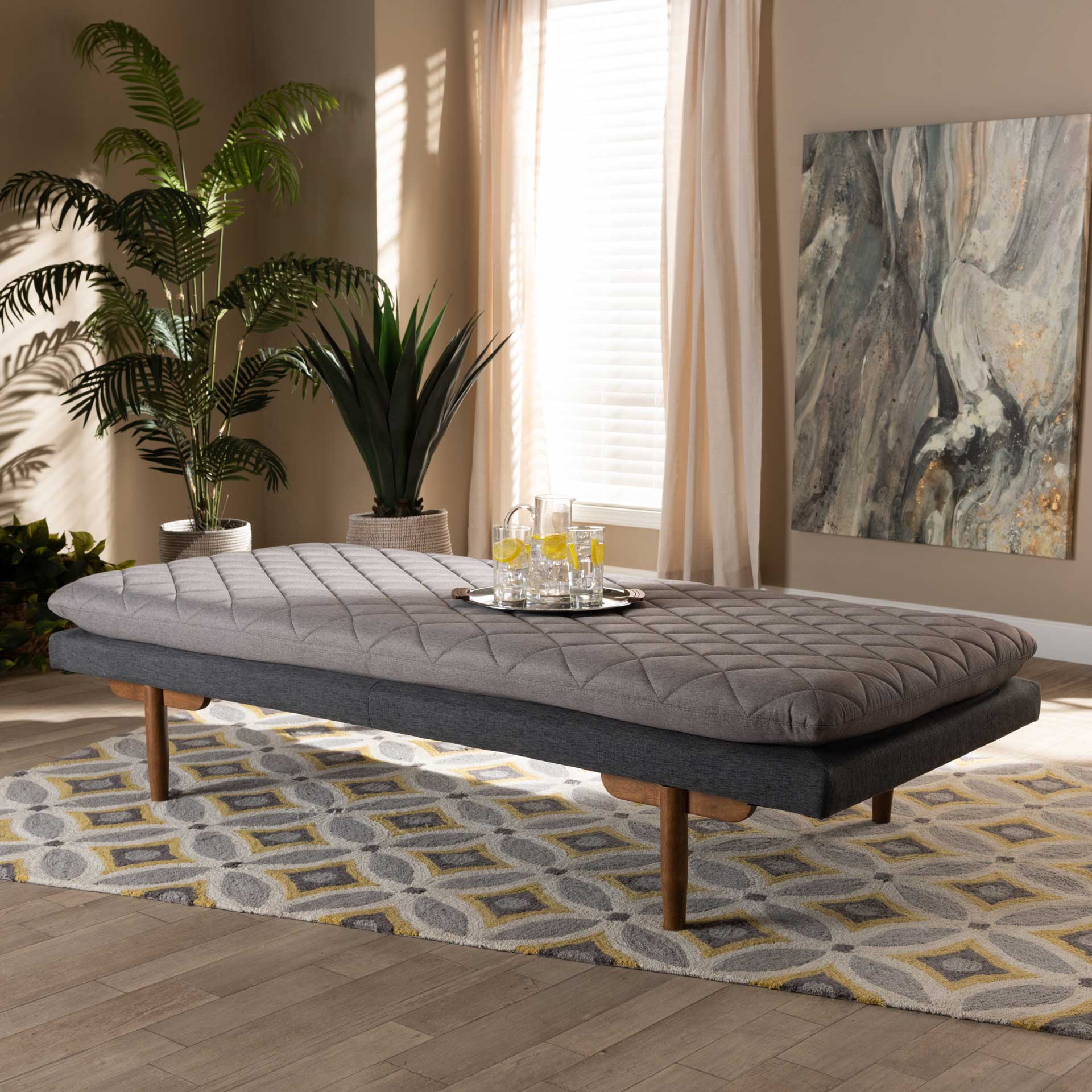 Mac Fabric Upholstered Wood Daybed Gray/Walnut - Image 8