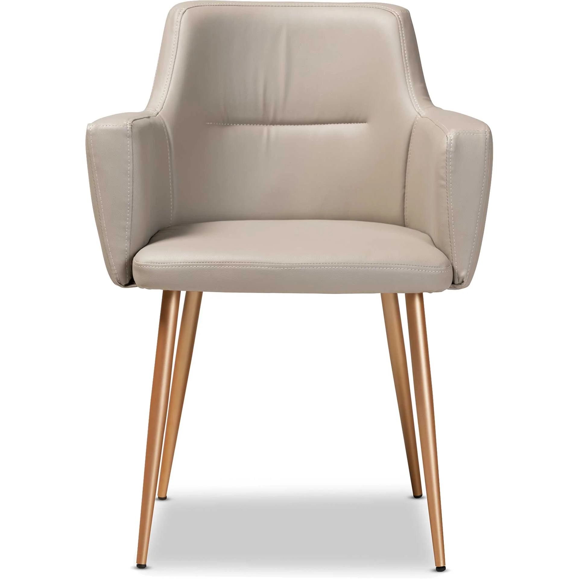 Macari Faux Leather Upholstered Dining Chair Beige/Gold - Image 2