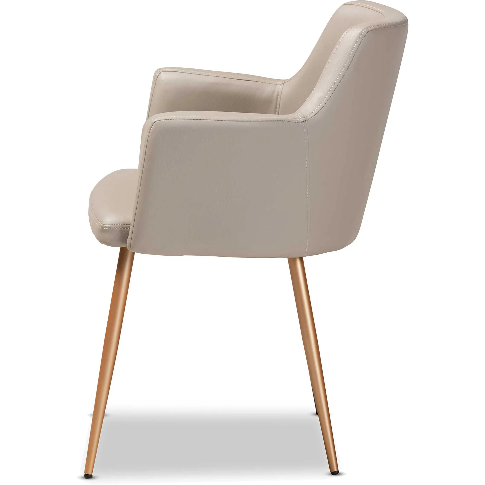 Macari Faux Leather Upholstered Dining Chair Beige/Gold - Image 3