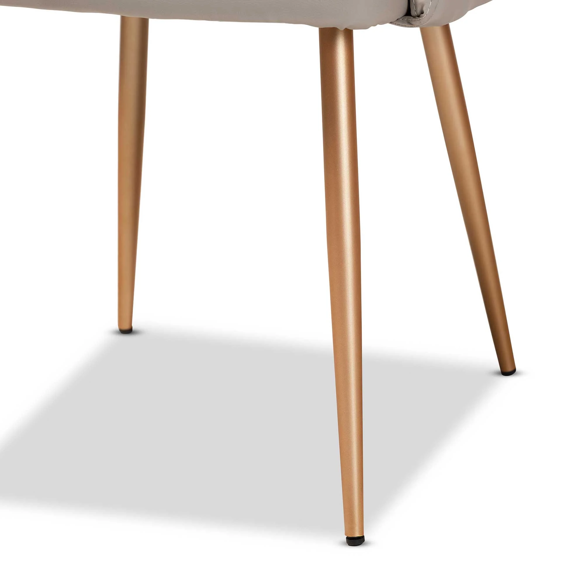Macari Faux Leather Upholstered Dining Chair Beige/Gold - Image 6