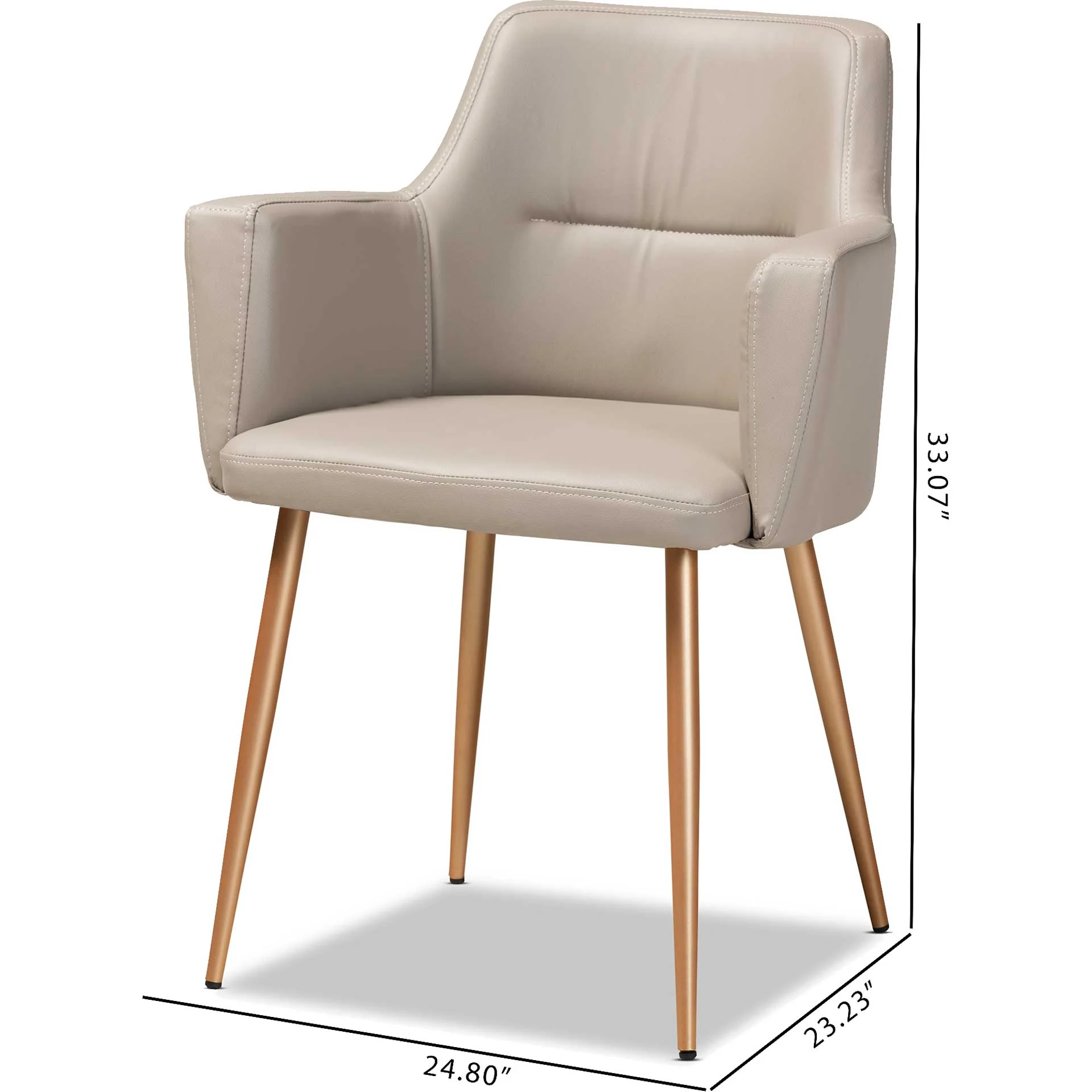 Macari Faux Leather Upholstered Dining Chair Beige/Gold - Image 7
