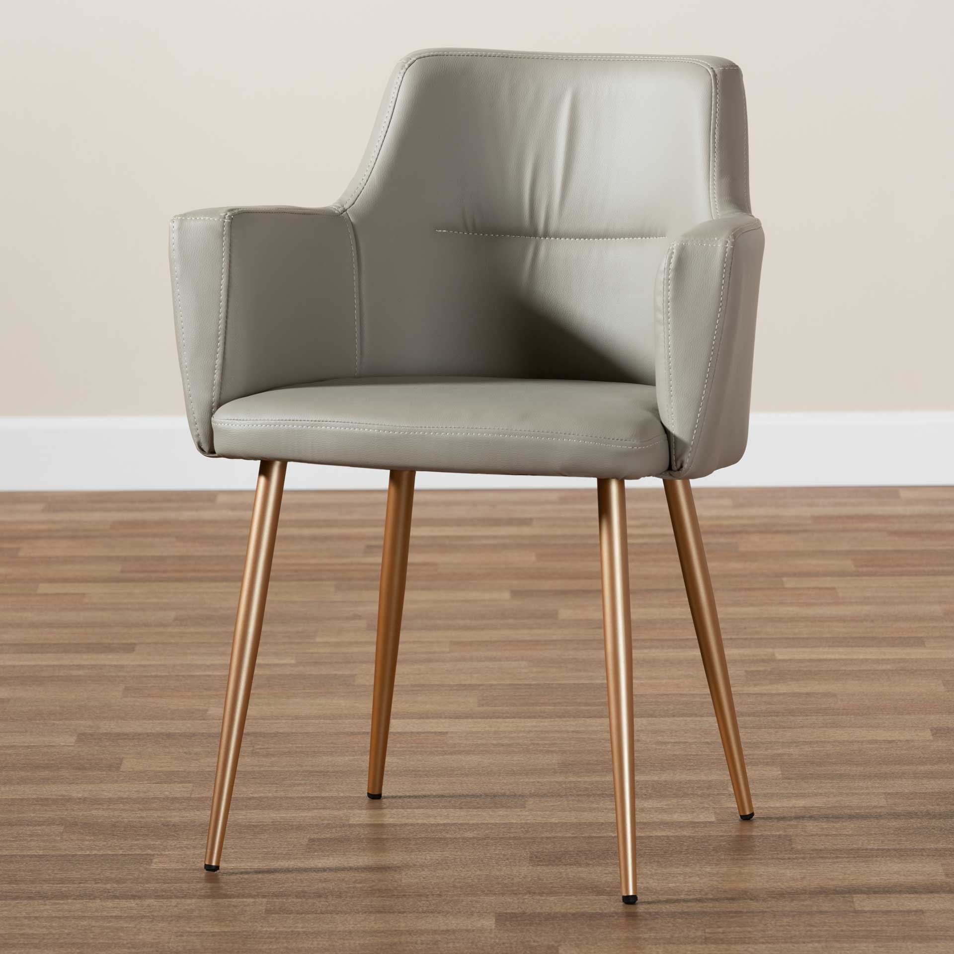 Macari Faux Leather Upholstered Dining Chair Beige/Gold - Image 8