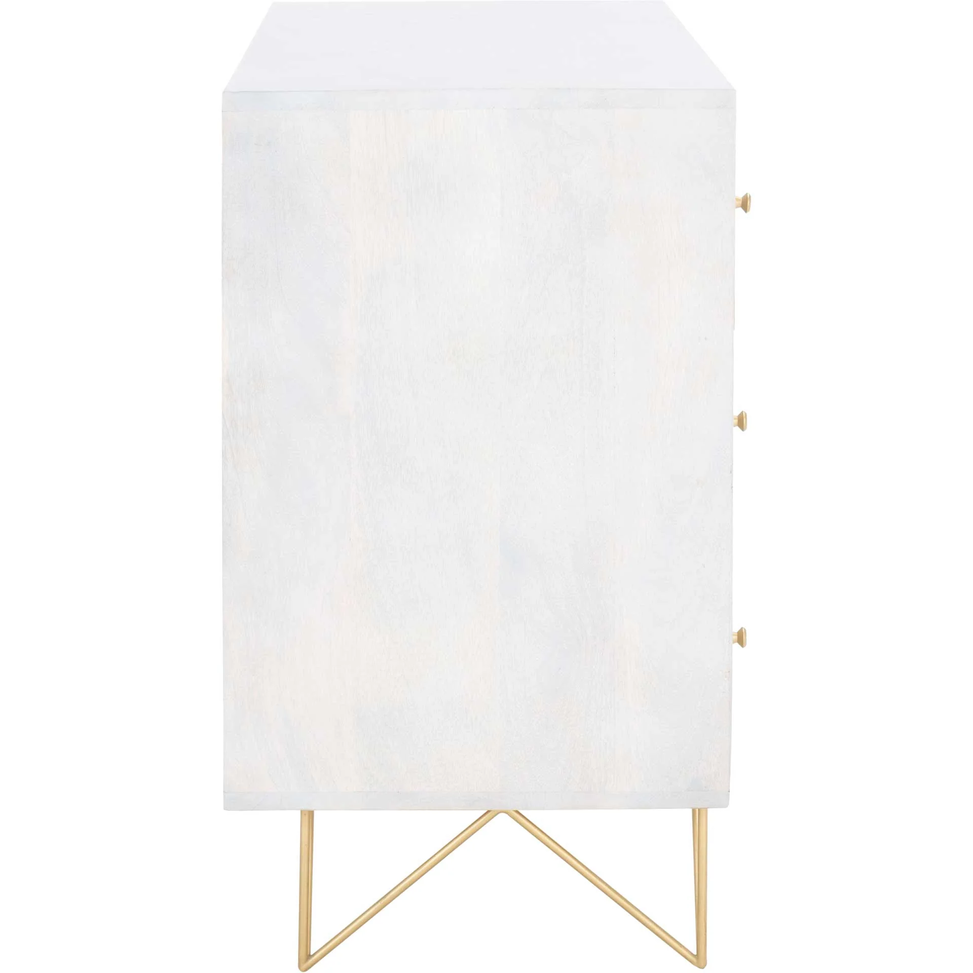 Macey 3 Drawer Chest White Wash/Brass - Image 2