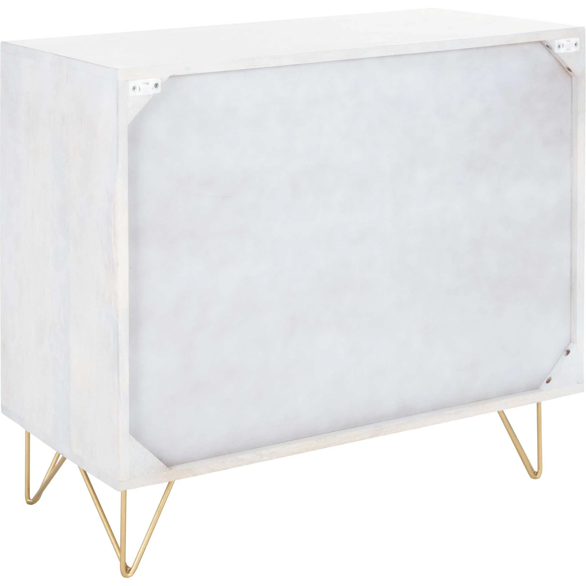 Macey 3 Drawer Chest White Wash/Brass - Image 4